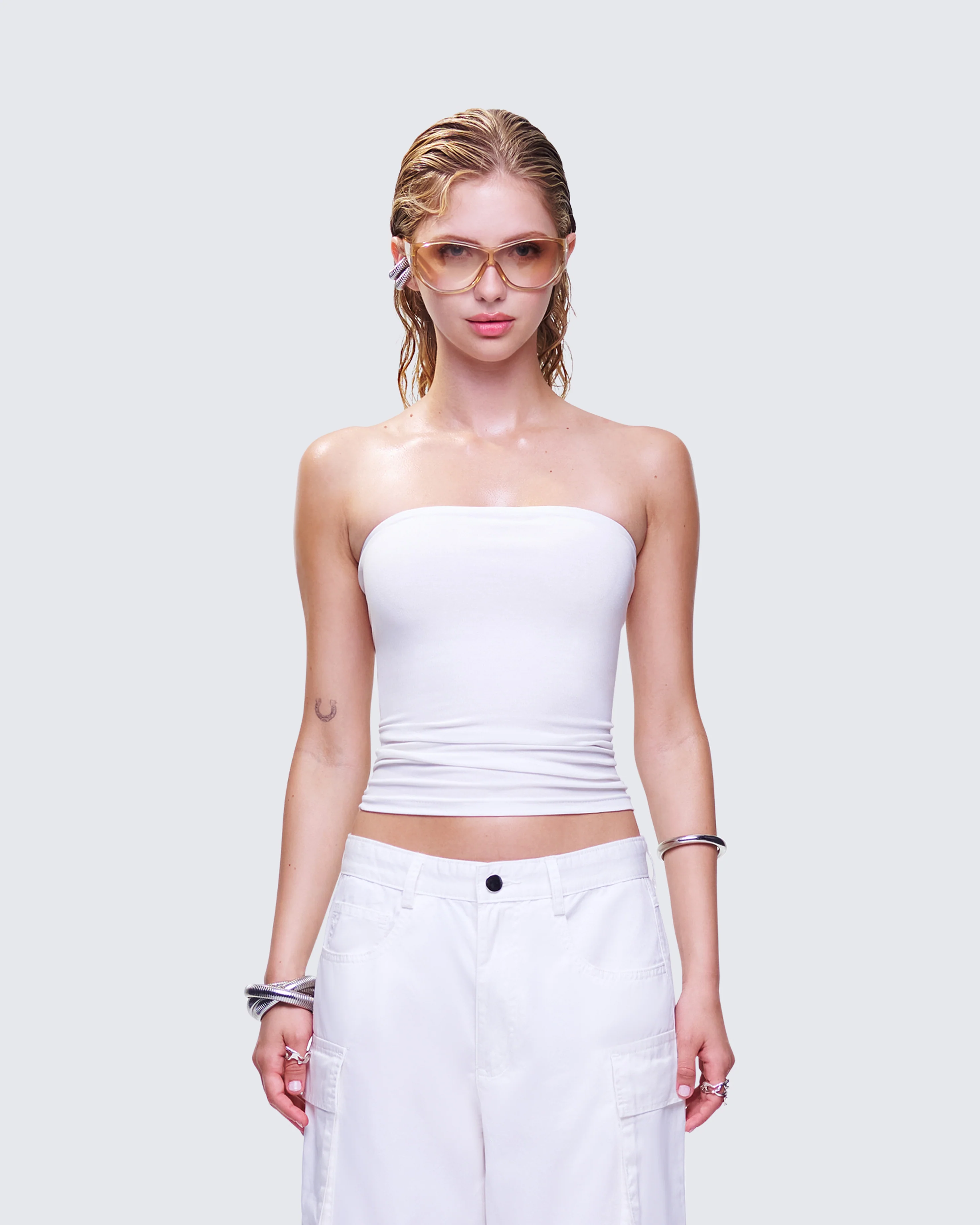 Aaliyah White Jersey Tube Top - Image 2