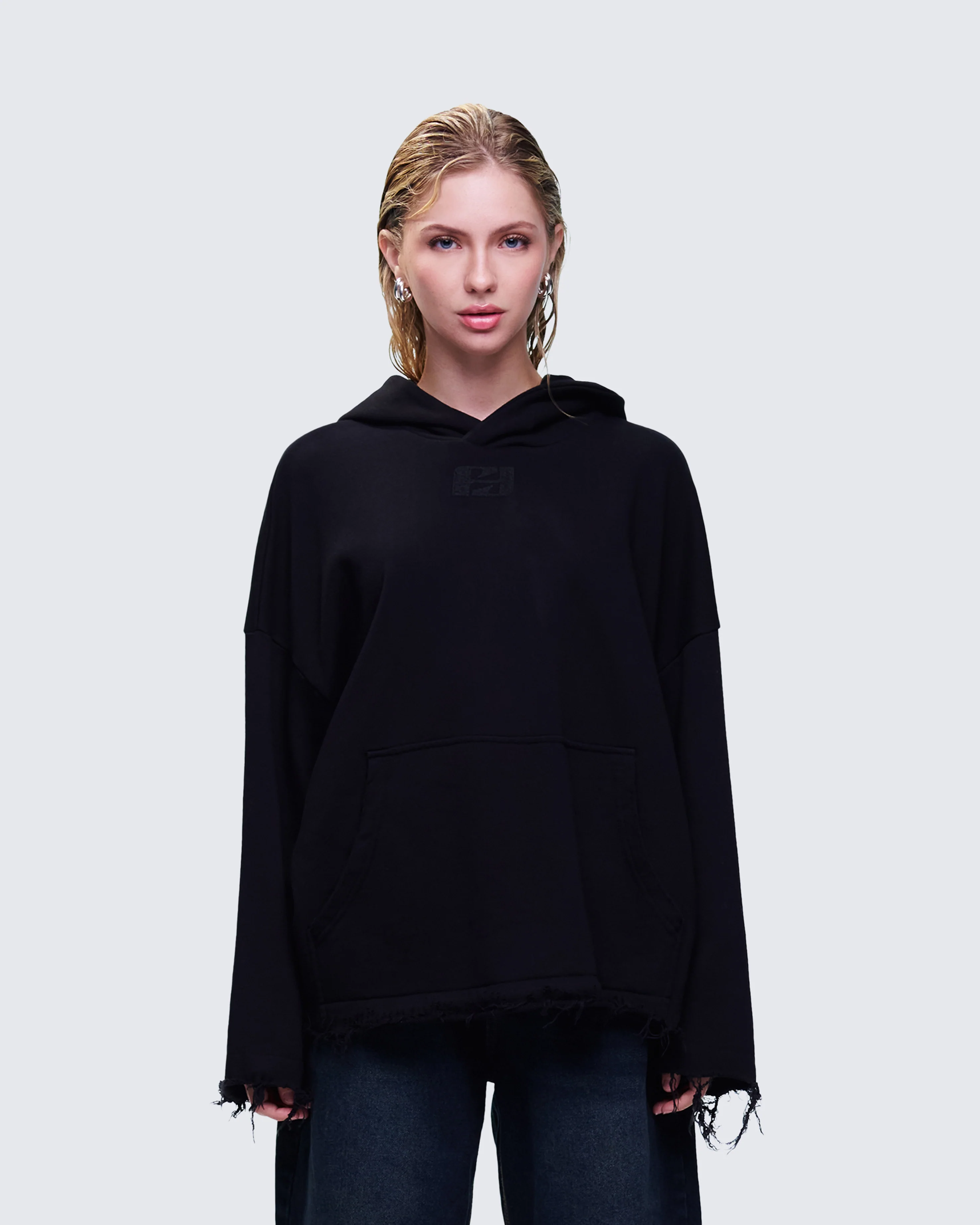Aaralyn Black Distressed Hoodie - Image 2