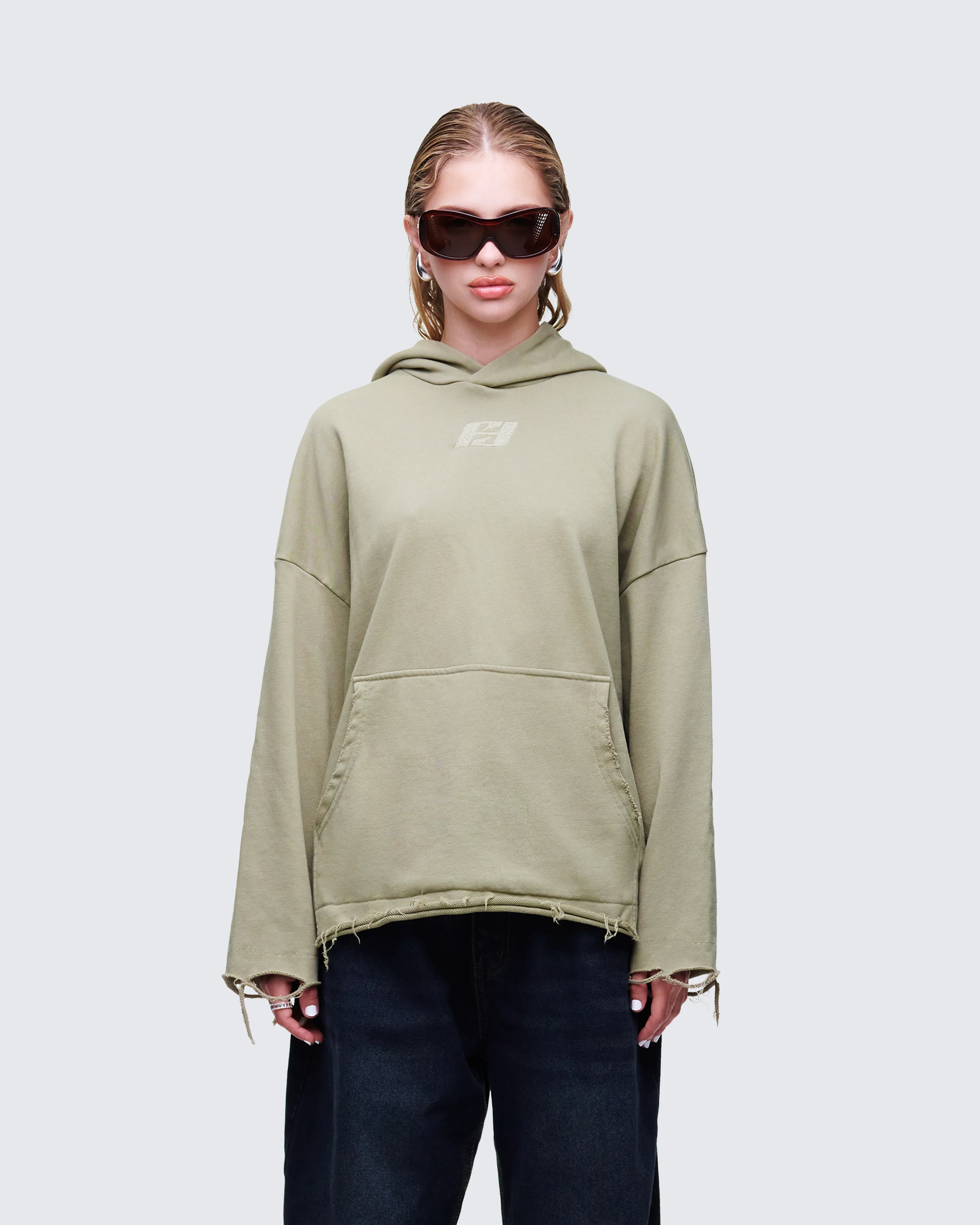 Aaralyn Green Distressed Hoodie - Image 2