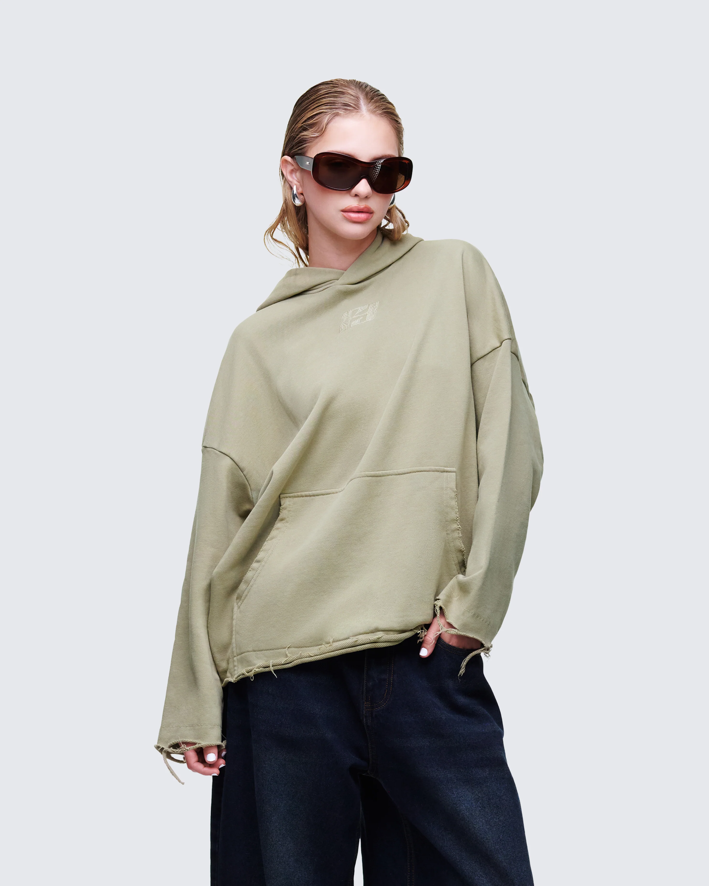 Aaralyn Green Distressed Hoodie - Image 3