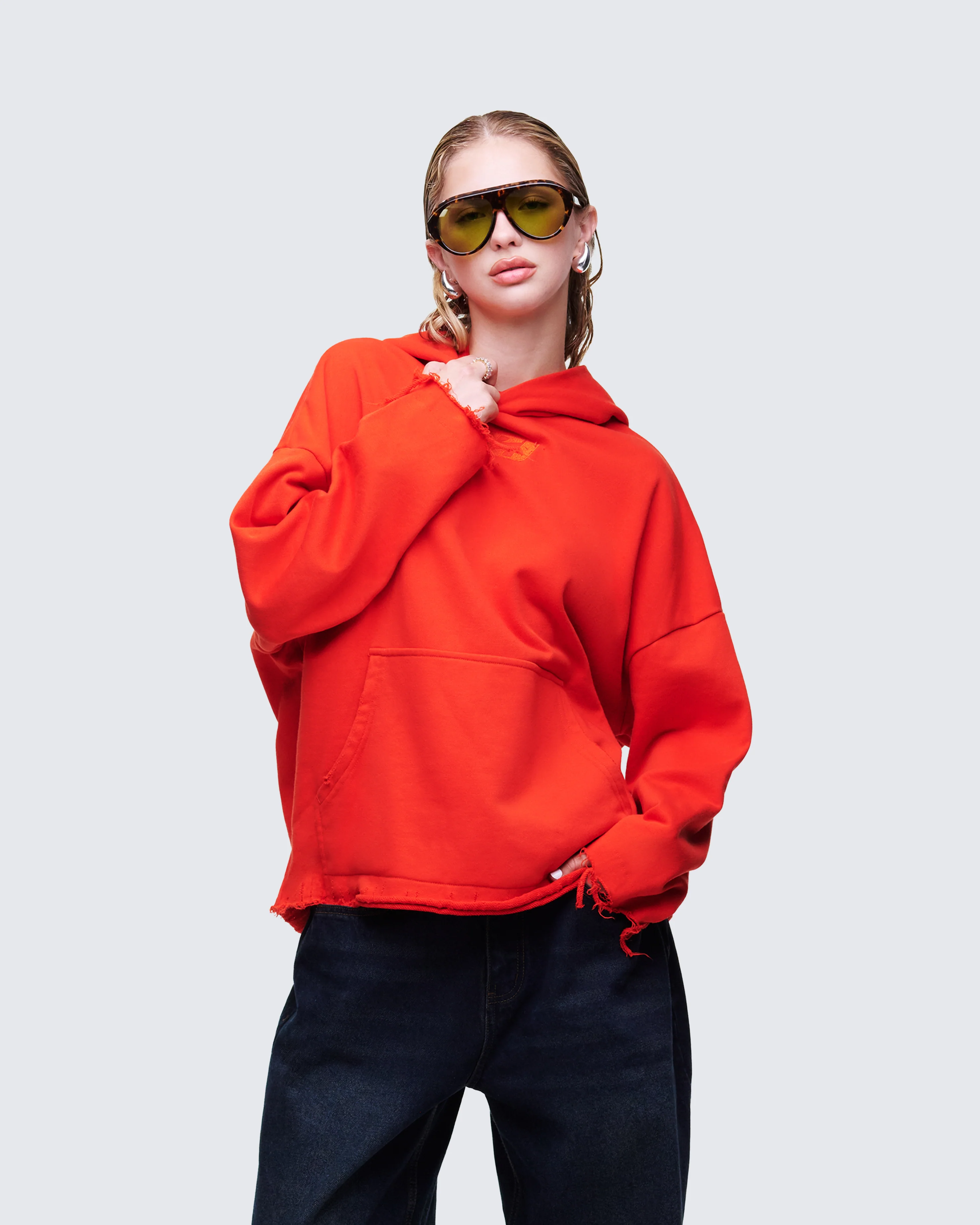 Aaralyn Red Distressed Hoodie - Image 3
