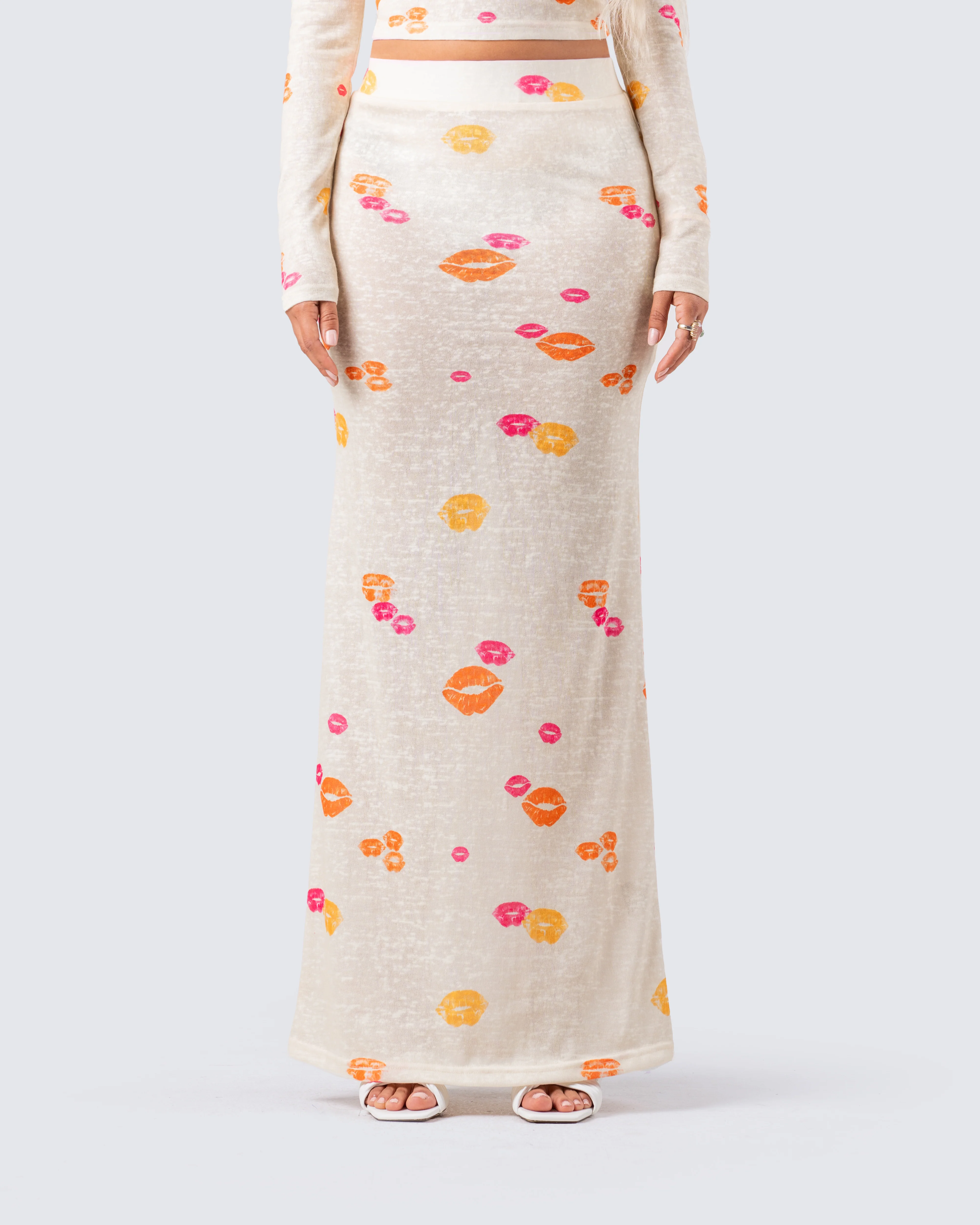 Aba Kiss Print Maxi Skirt - Image 4