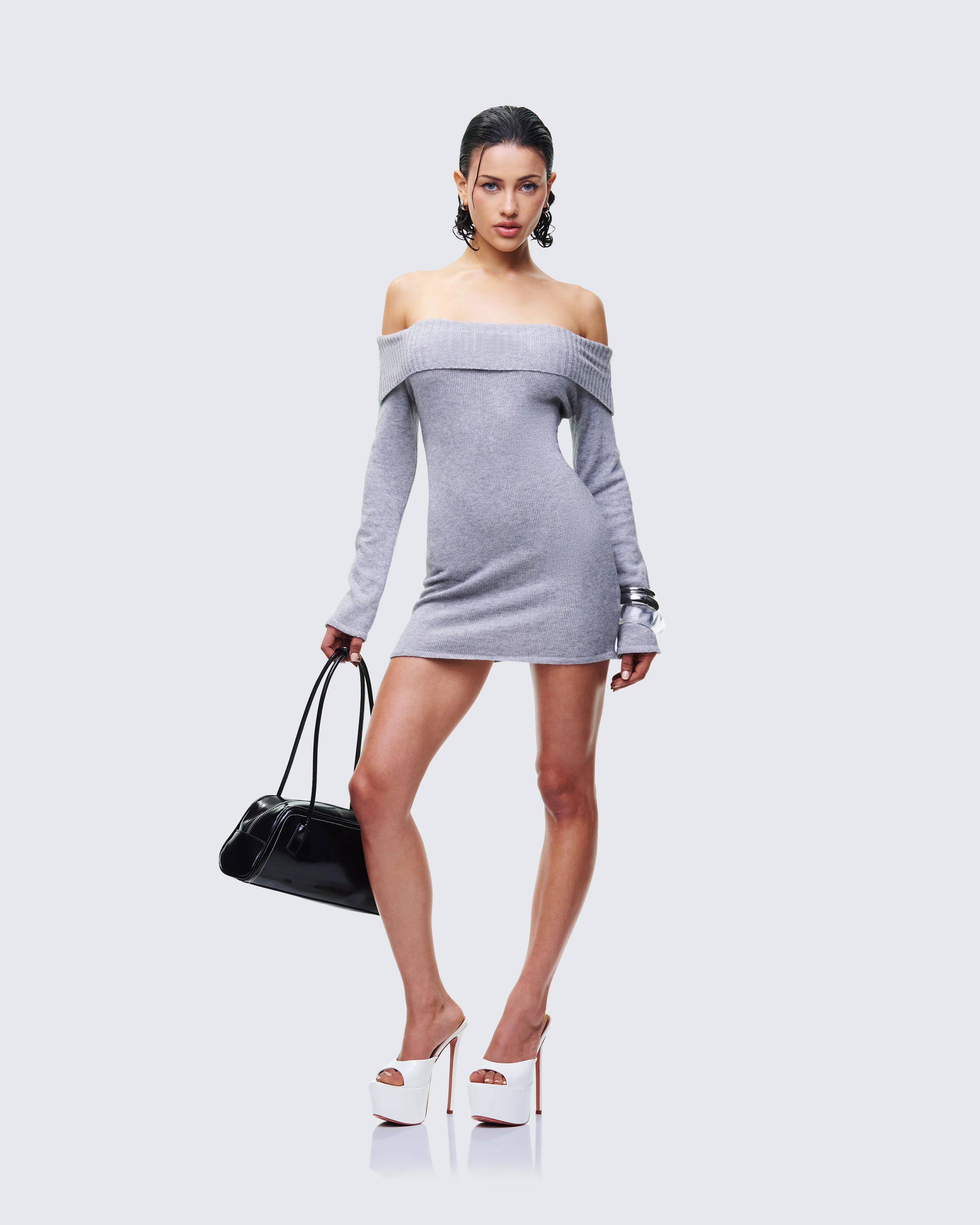 Abeni Grey Sweater Mini Dress - Image 4