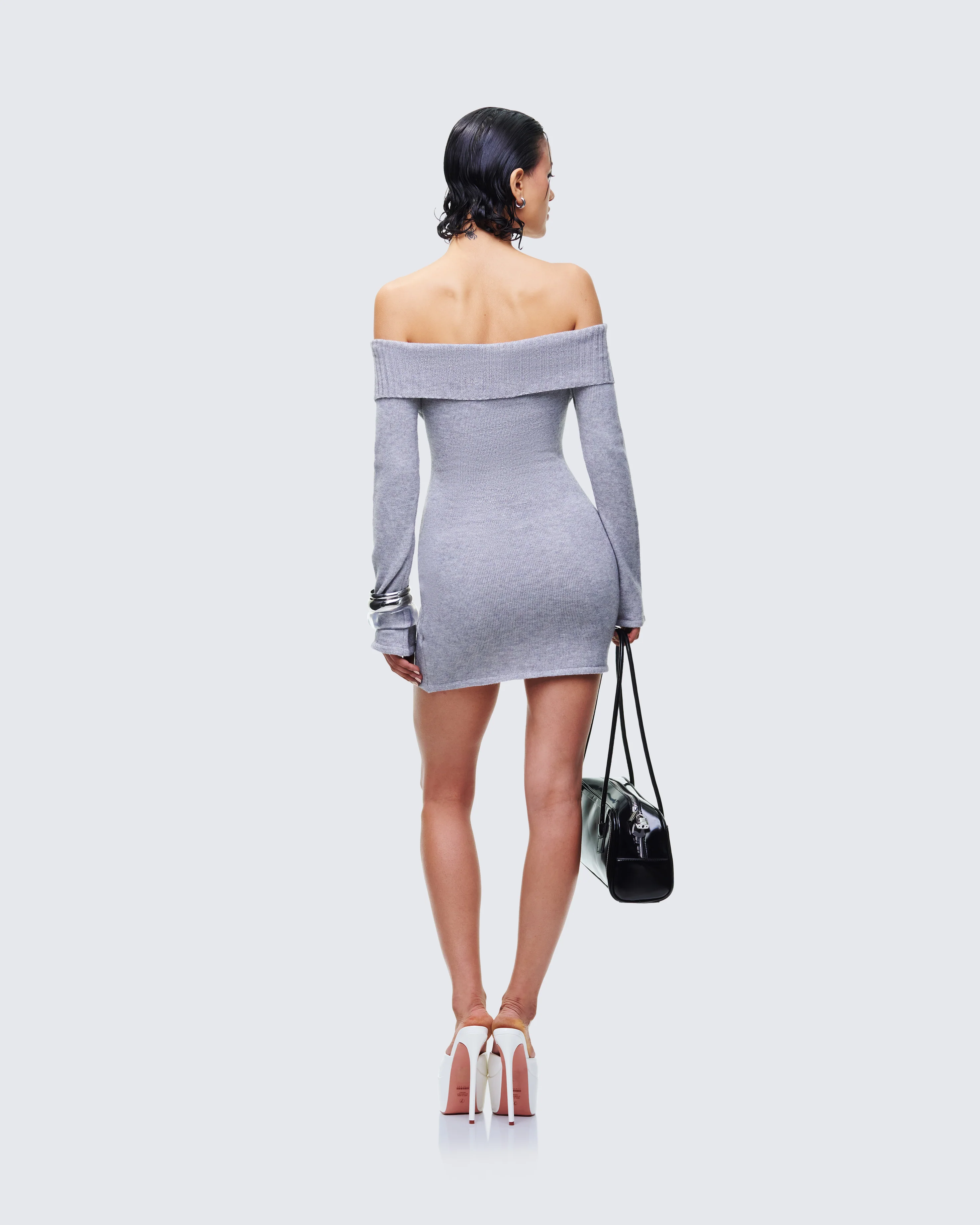 Abeni Grey Sweater Mini Dress - Image 5