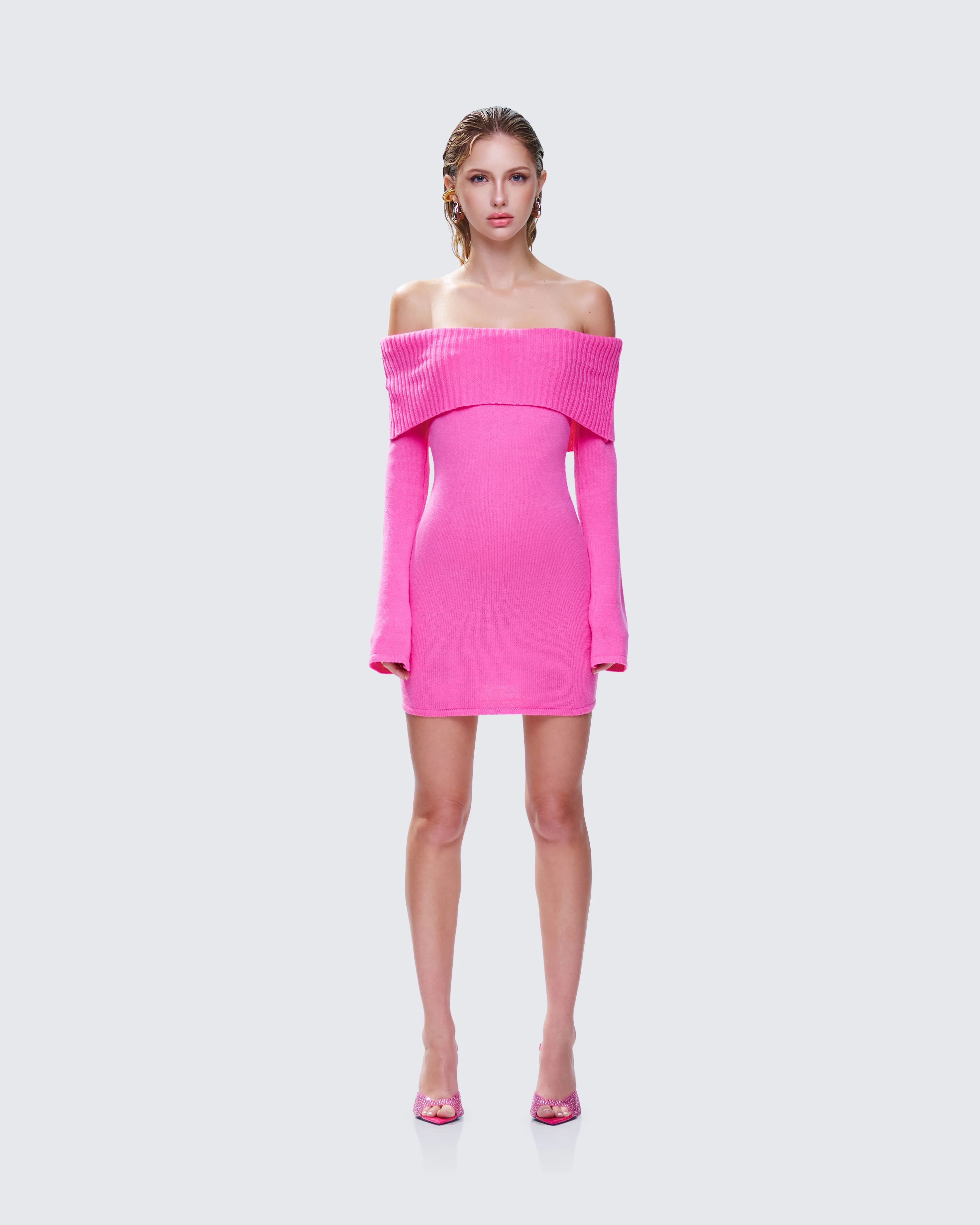 Abeni Pink Sweater Mini Dress - Image 4