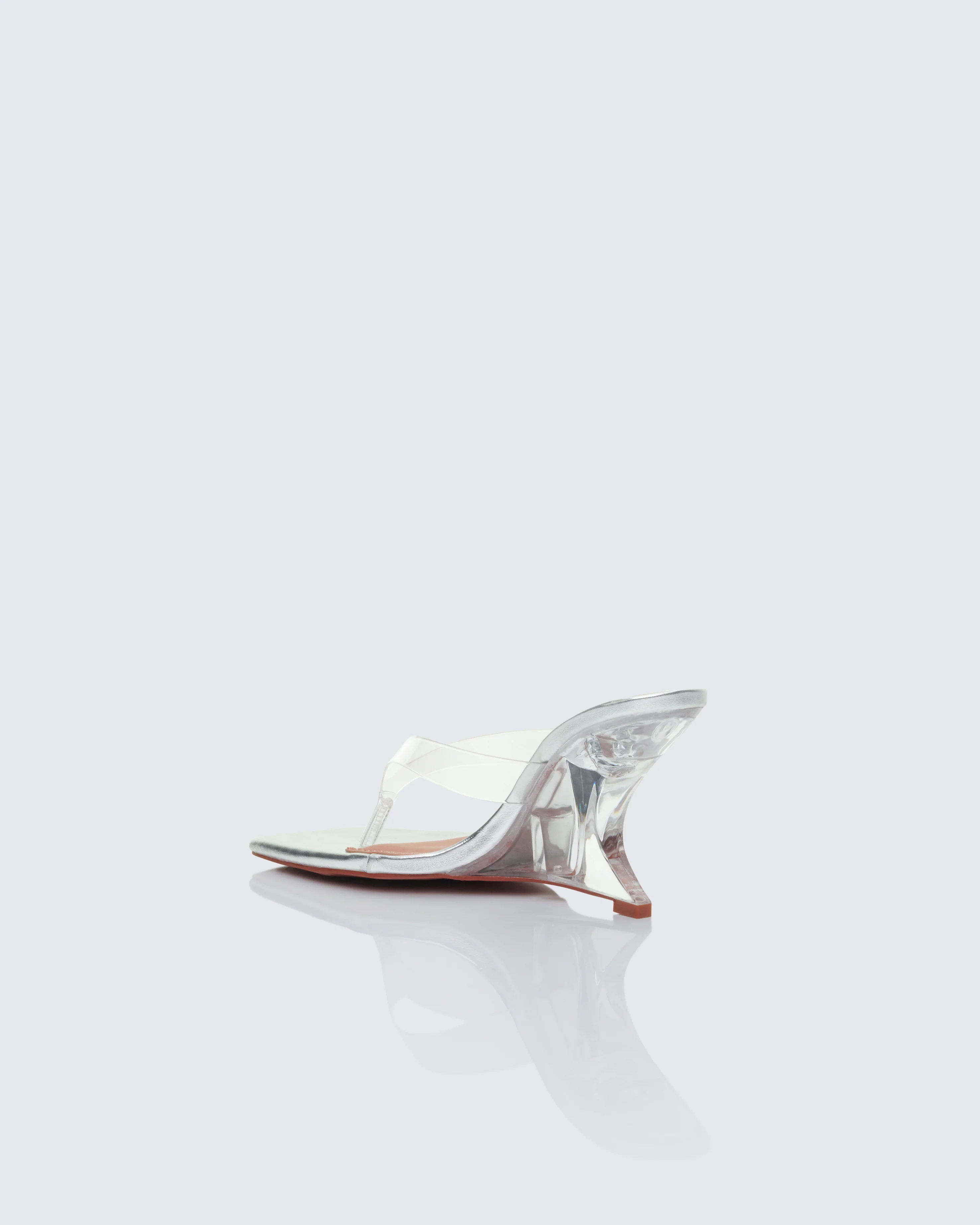 Abigail Silver Perspex Wedge Sandal - Image 3