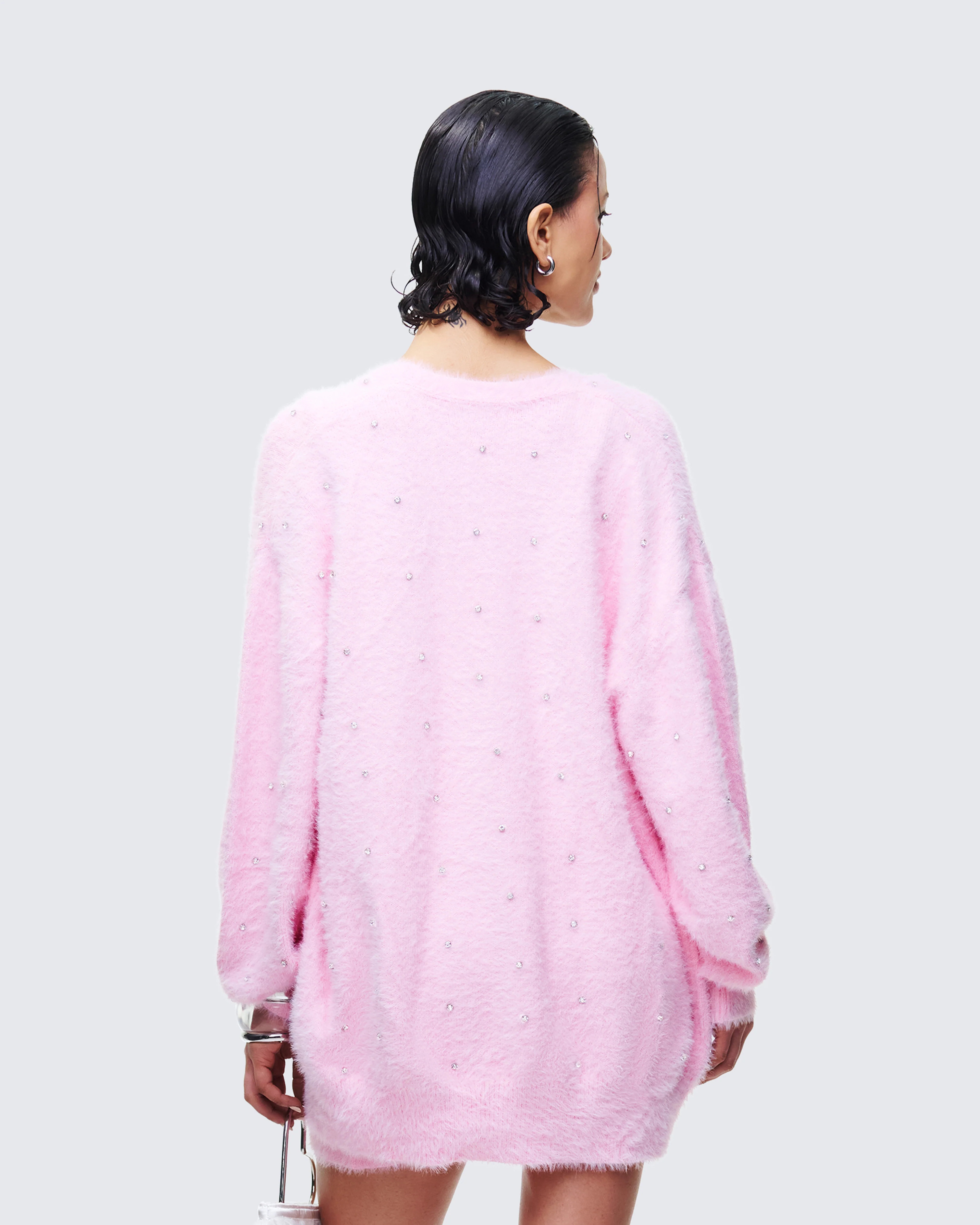 Adi Pink Fuzzy Knit Cardigan - Image 4