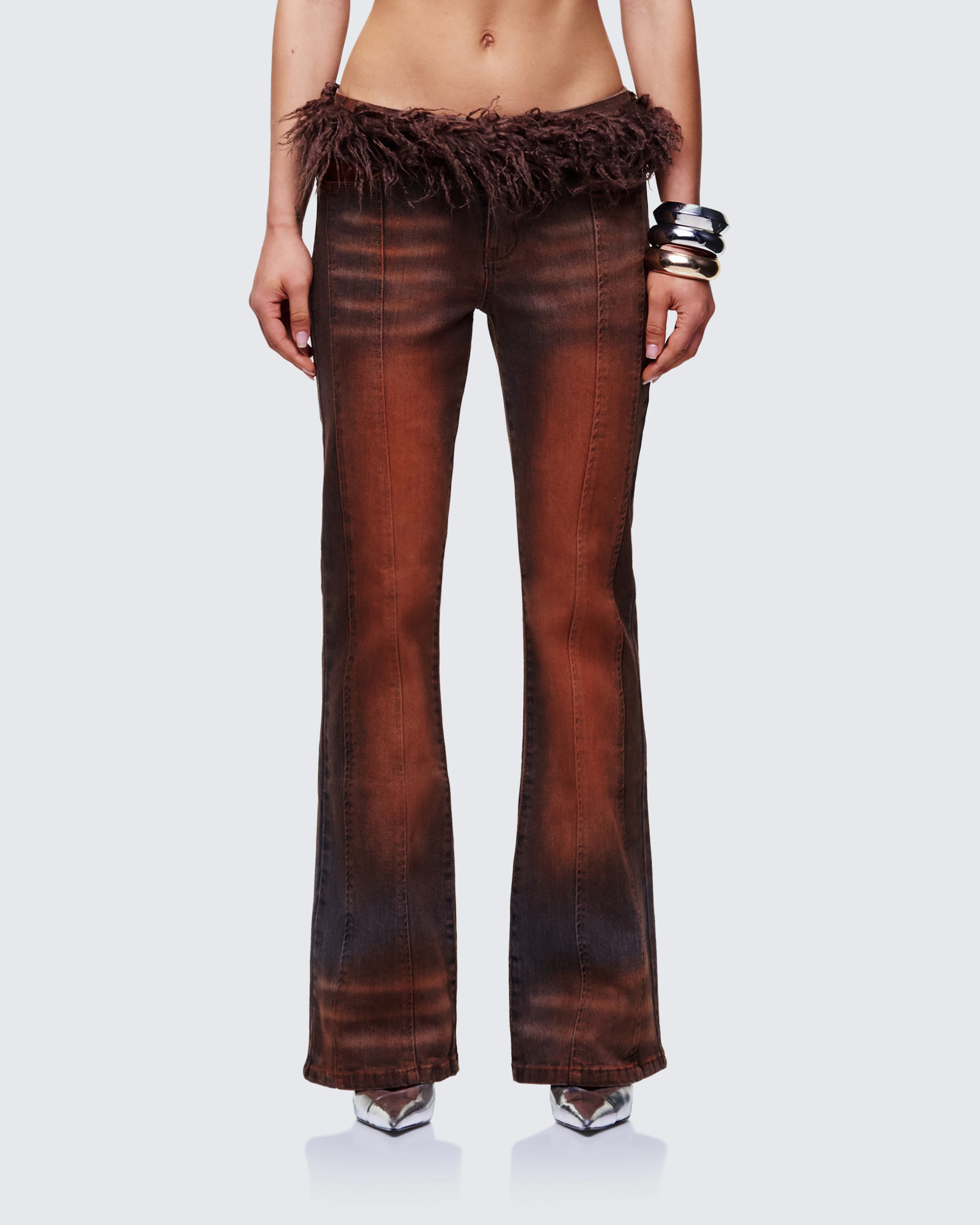 Adie Brown Denim Fur Jean - Image 2