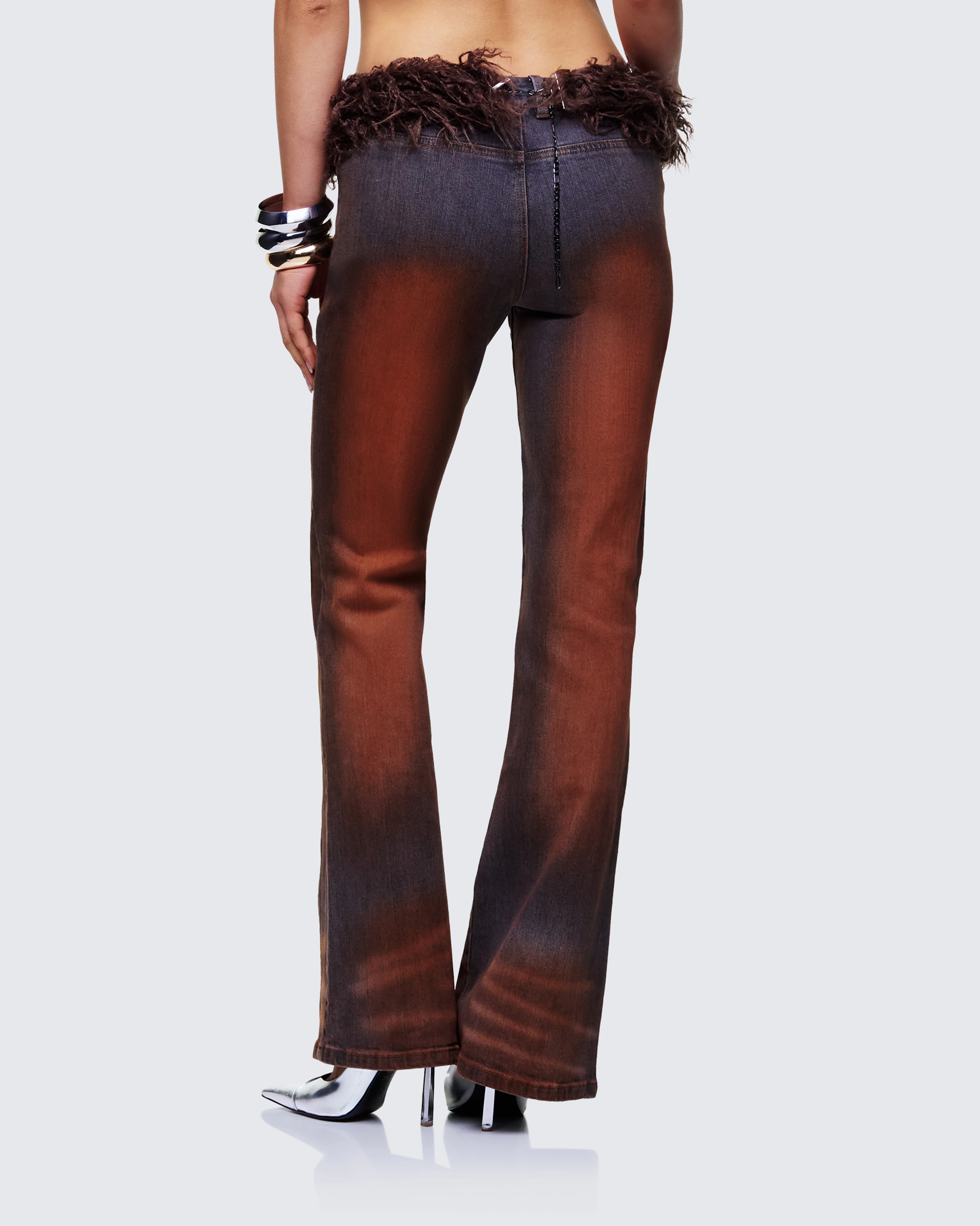 Adie Brown Denim Fur Jean - Image 4