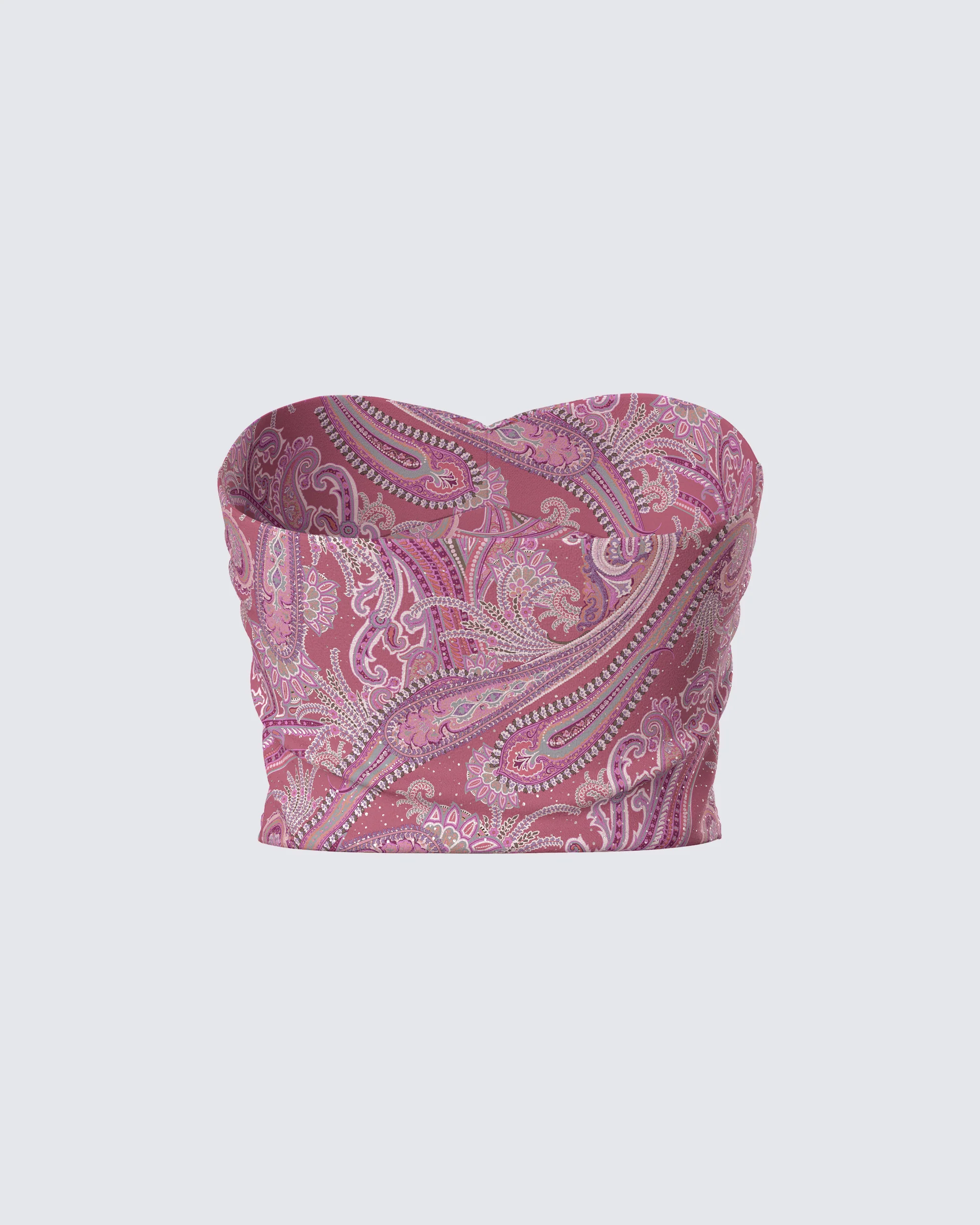 Adley Paisley Mesh Tube Top - Image 3