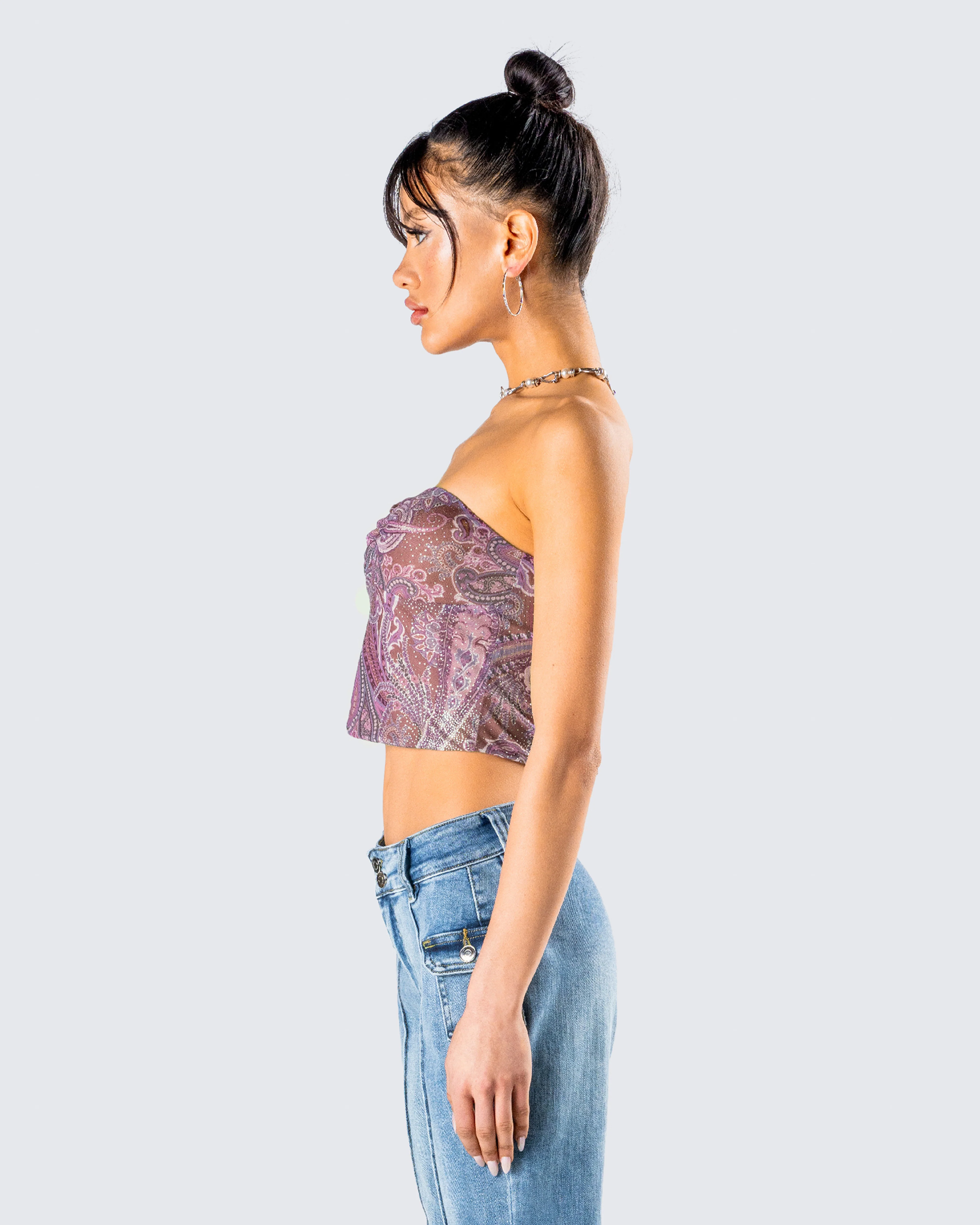 Adley Paisley Mesh Tube Top - Image 6