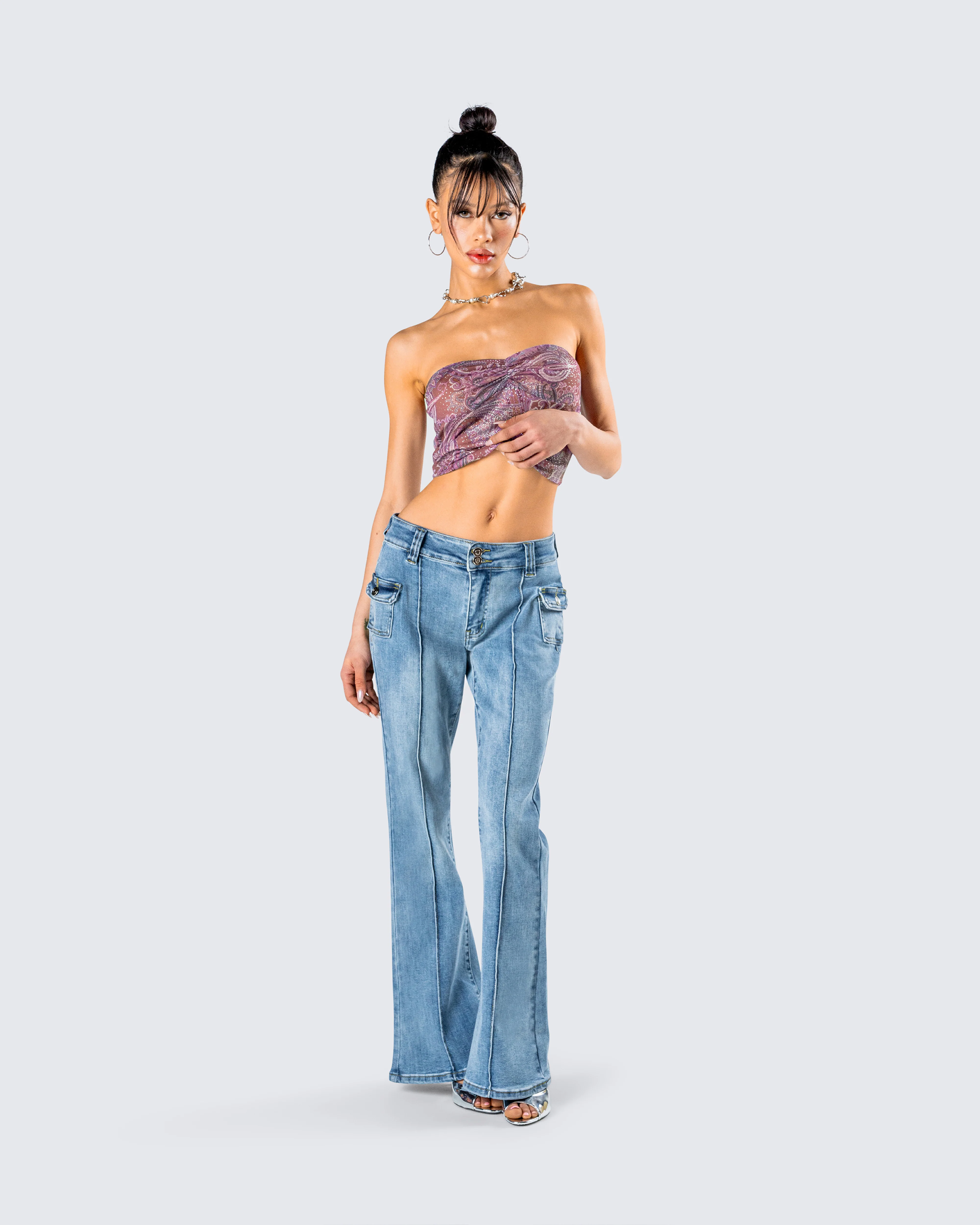 Adley Paisley Mesh Tube Top - Image 9