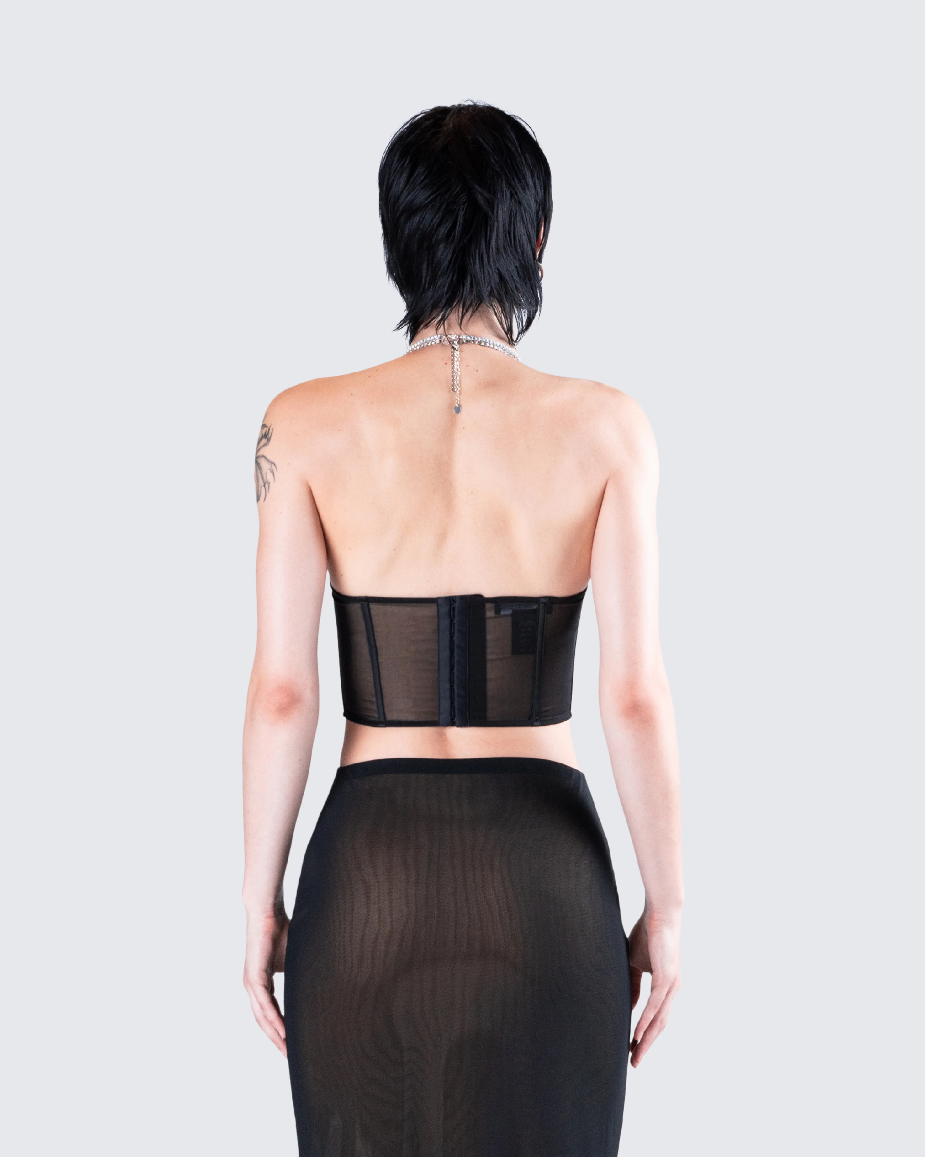 Aela Black Rhinestone Corset Top - Image 7