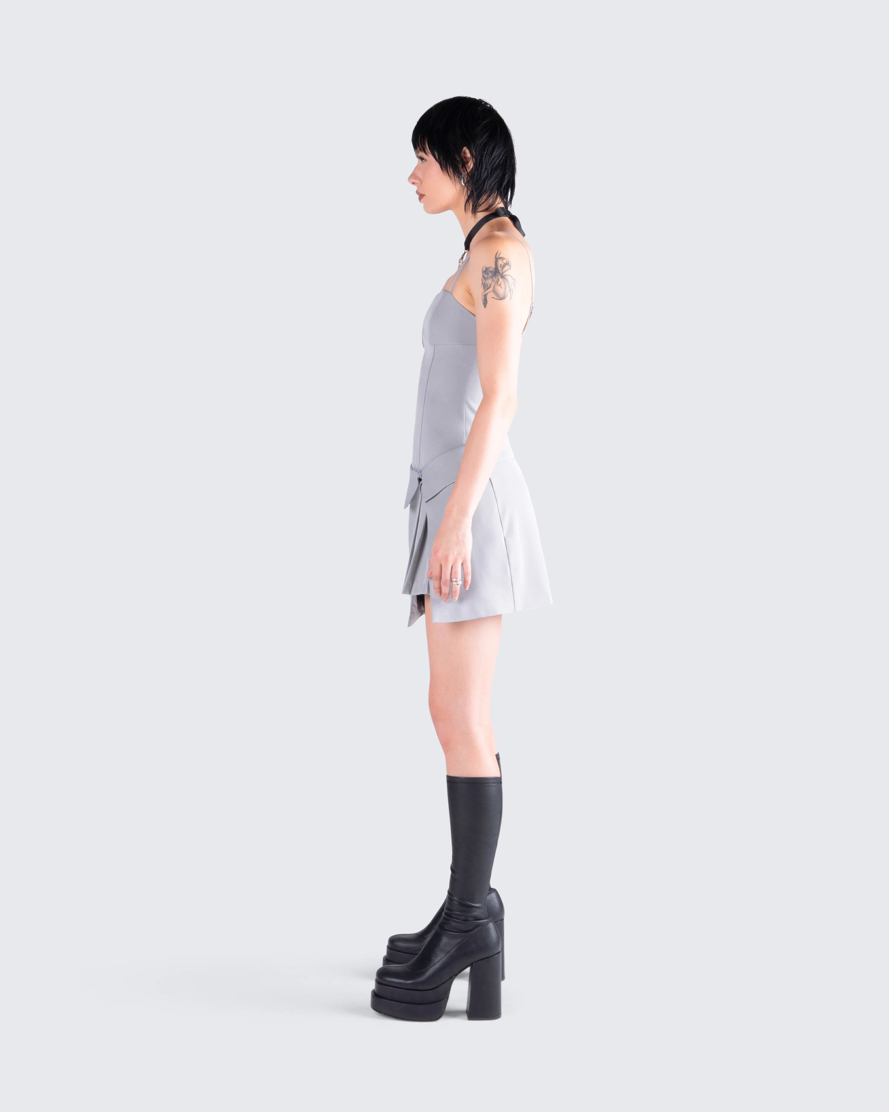 Aeris Grey Corset Mini Dress - Image 6
