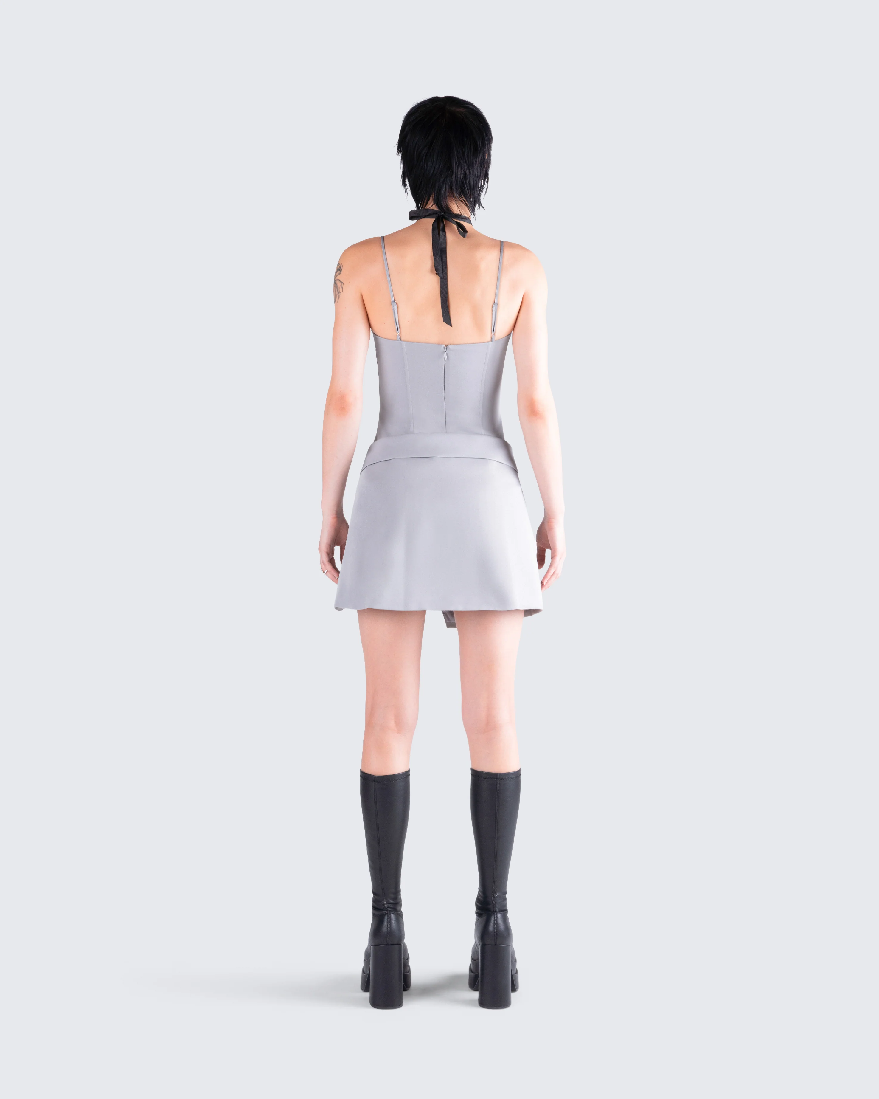 Aeris Grey Corset Mini Dress - Image 7