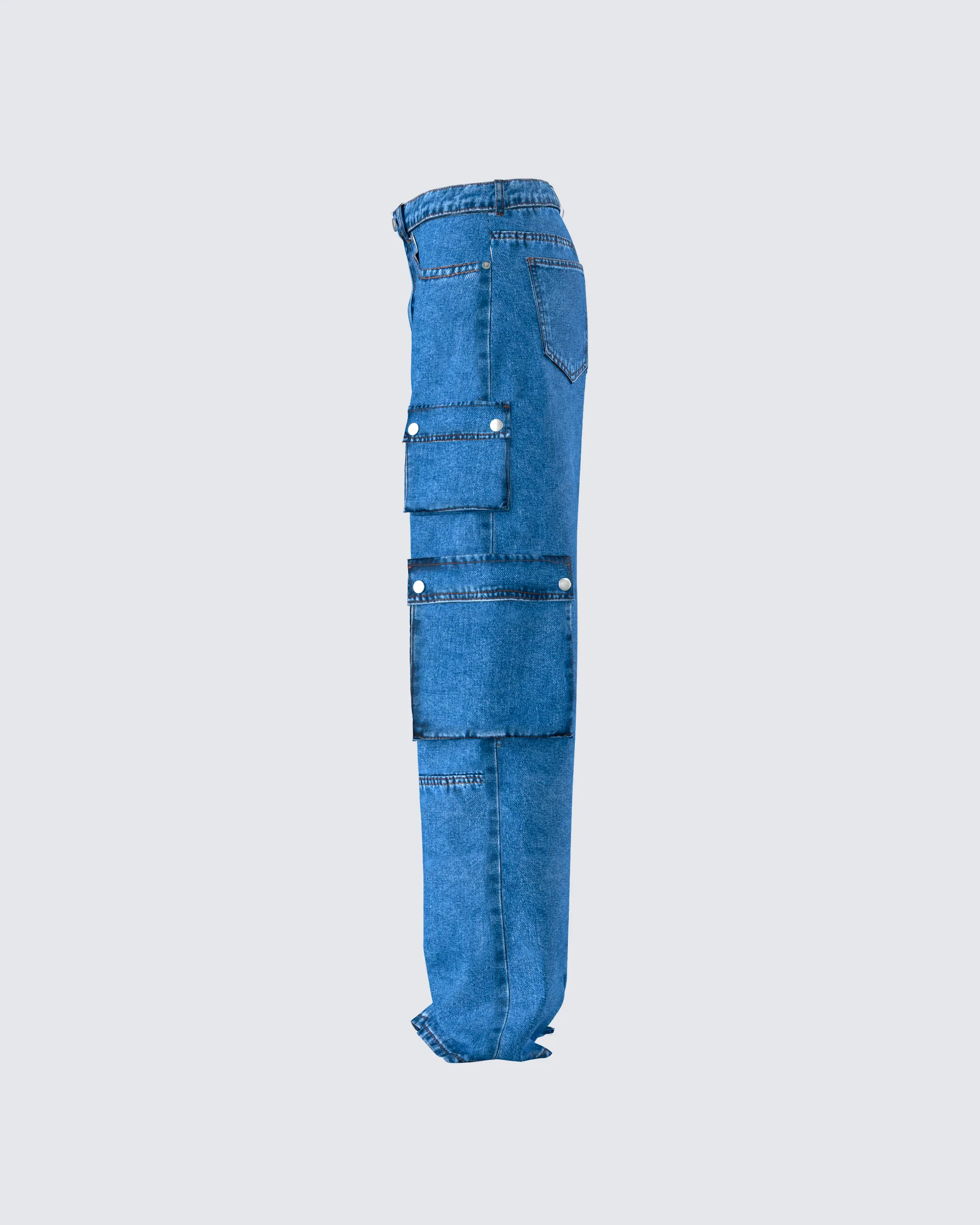 Agnetha Blue Denim Cargo Pant - Image 2
