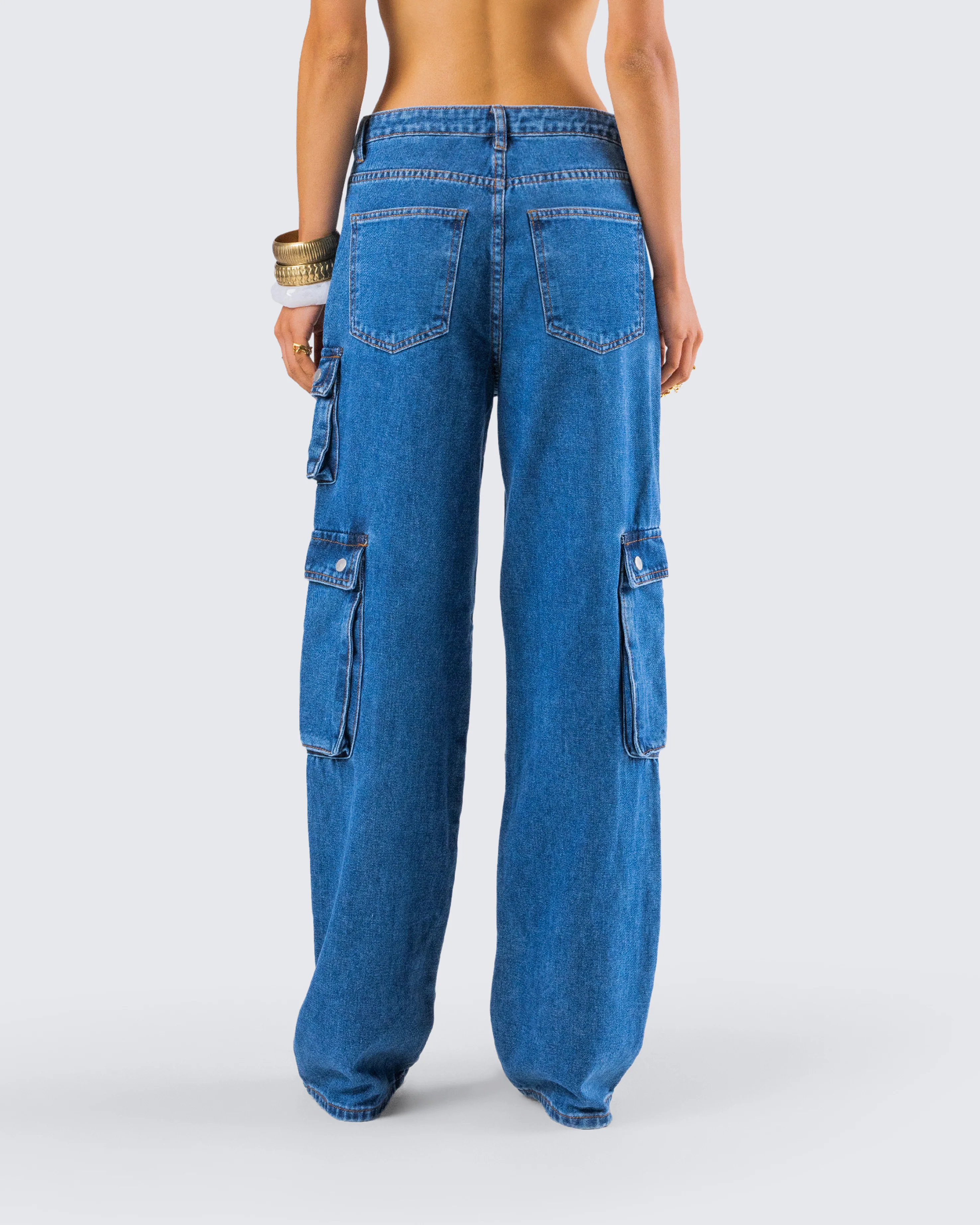 Agnetha Blue Denim Cargo Pant - Image 7
