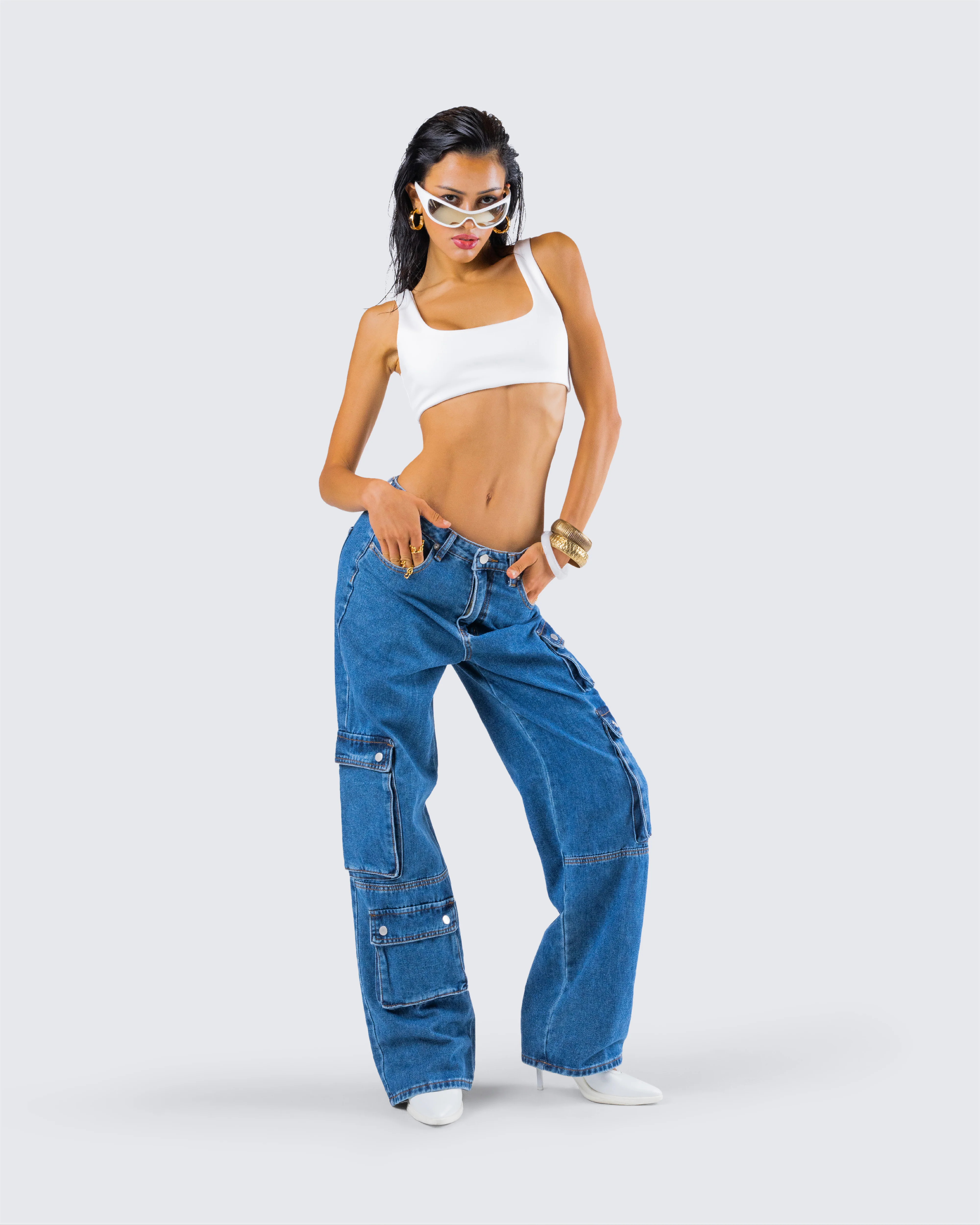 Agnetha Blue Denim Cargo Pant - Image 9