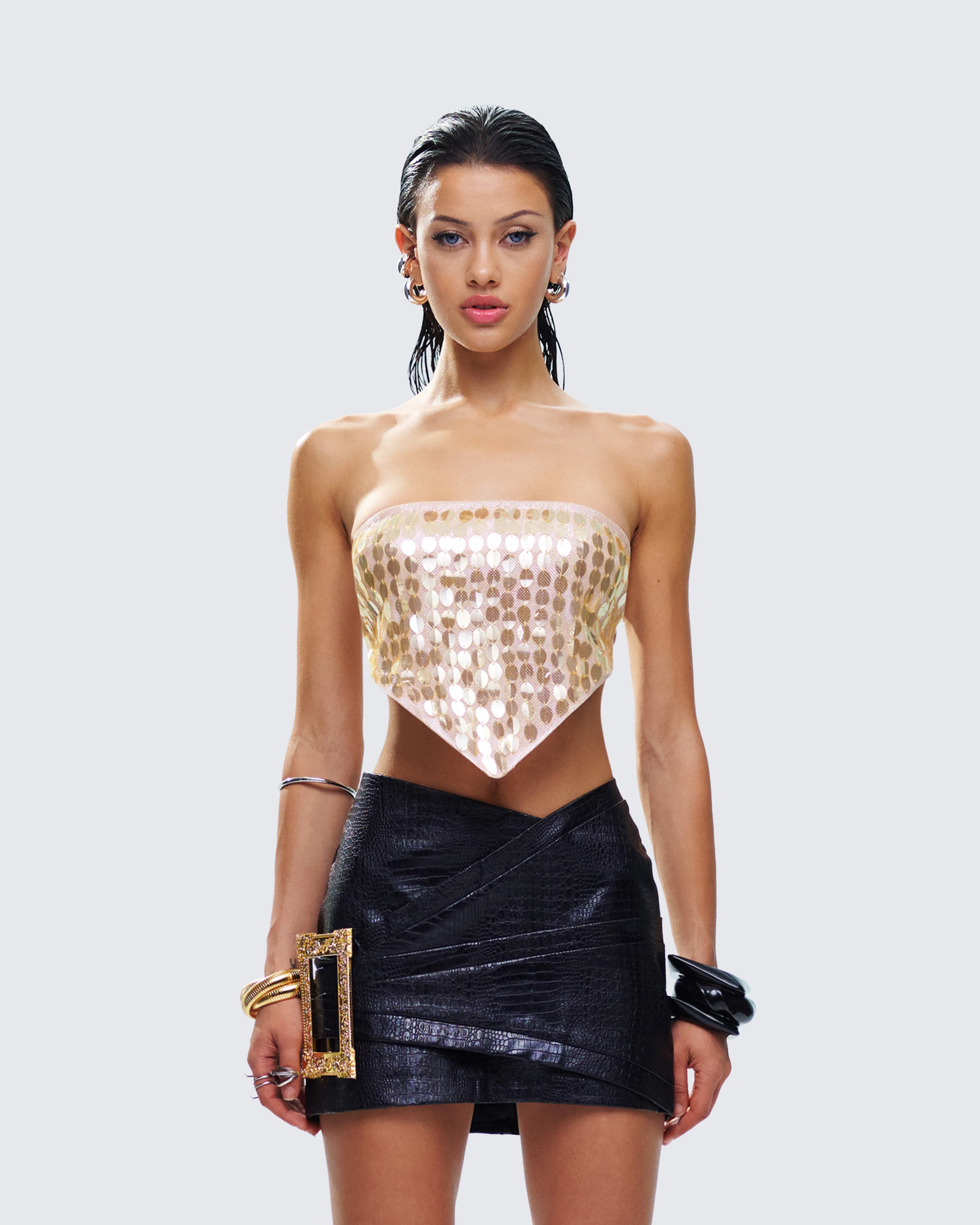 Aida Gold Sequin Bandana Top - Image 4