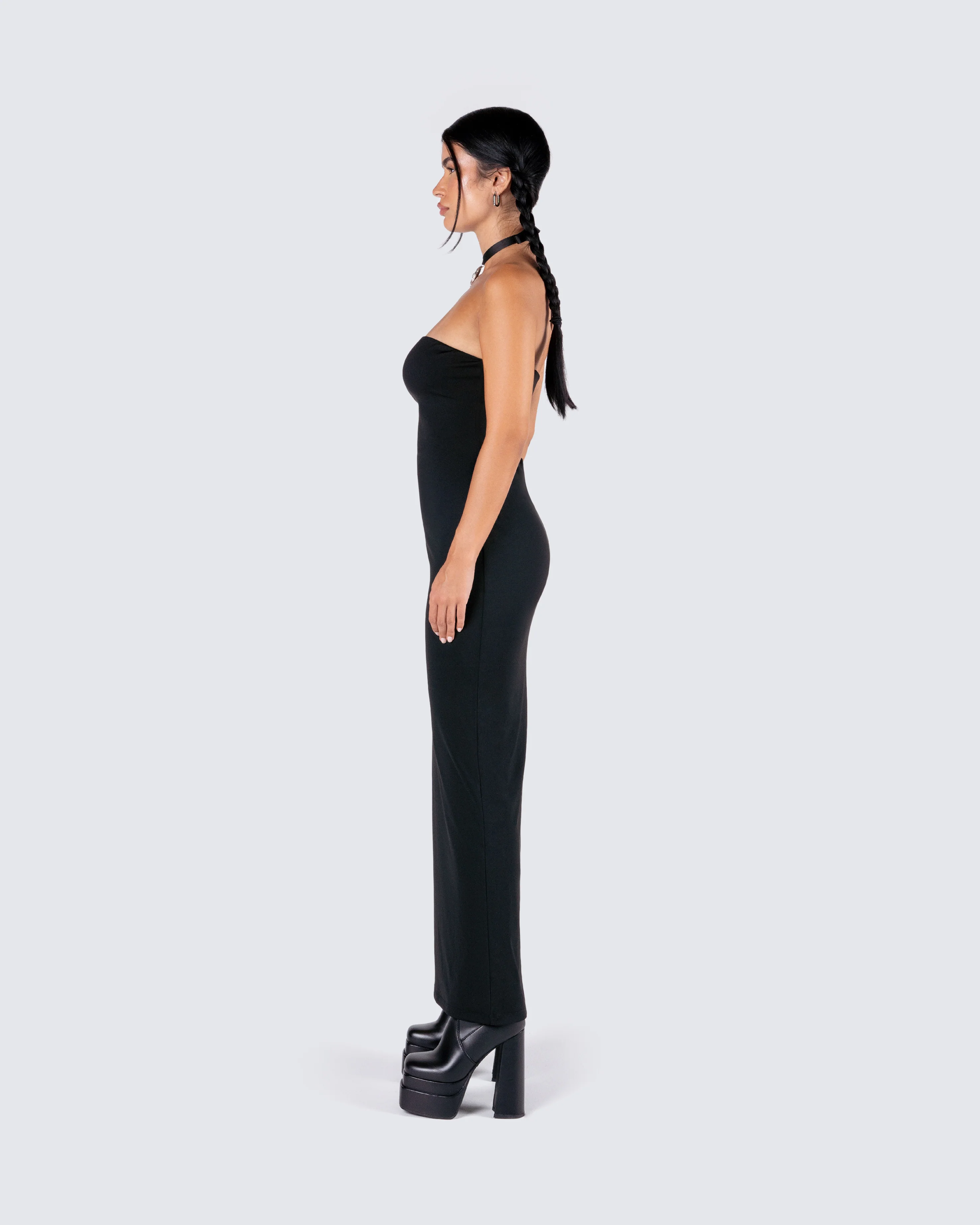 Akari Black Jersey Tube Maxi Dress - Image 6