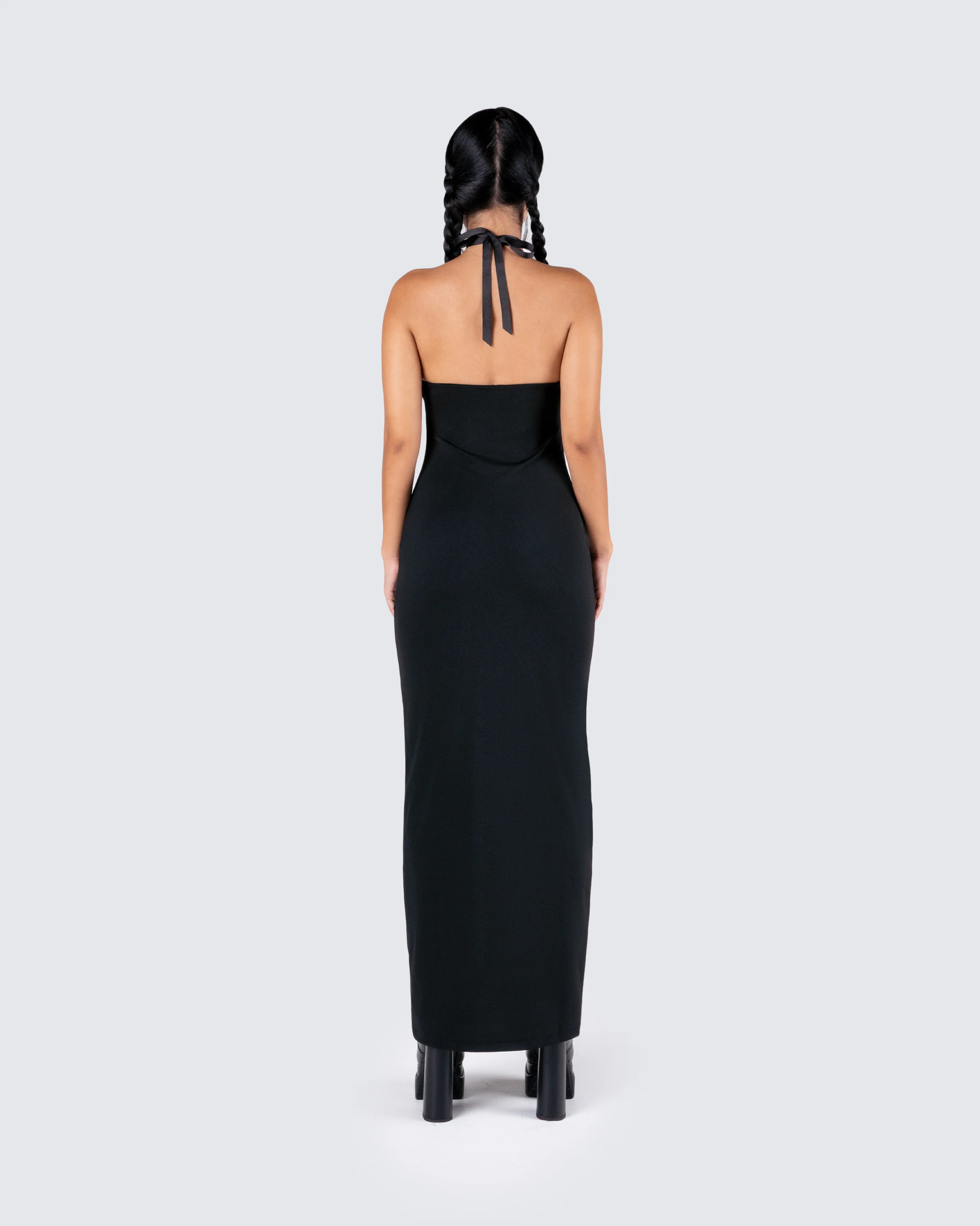Akari Black Jersey Tube Maxi Dress - Image 7