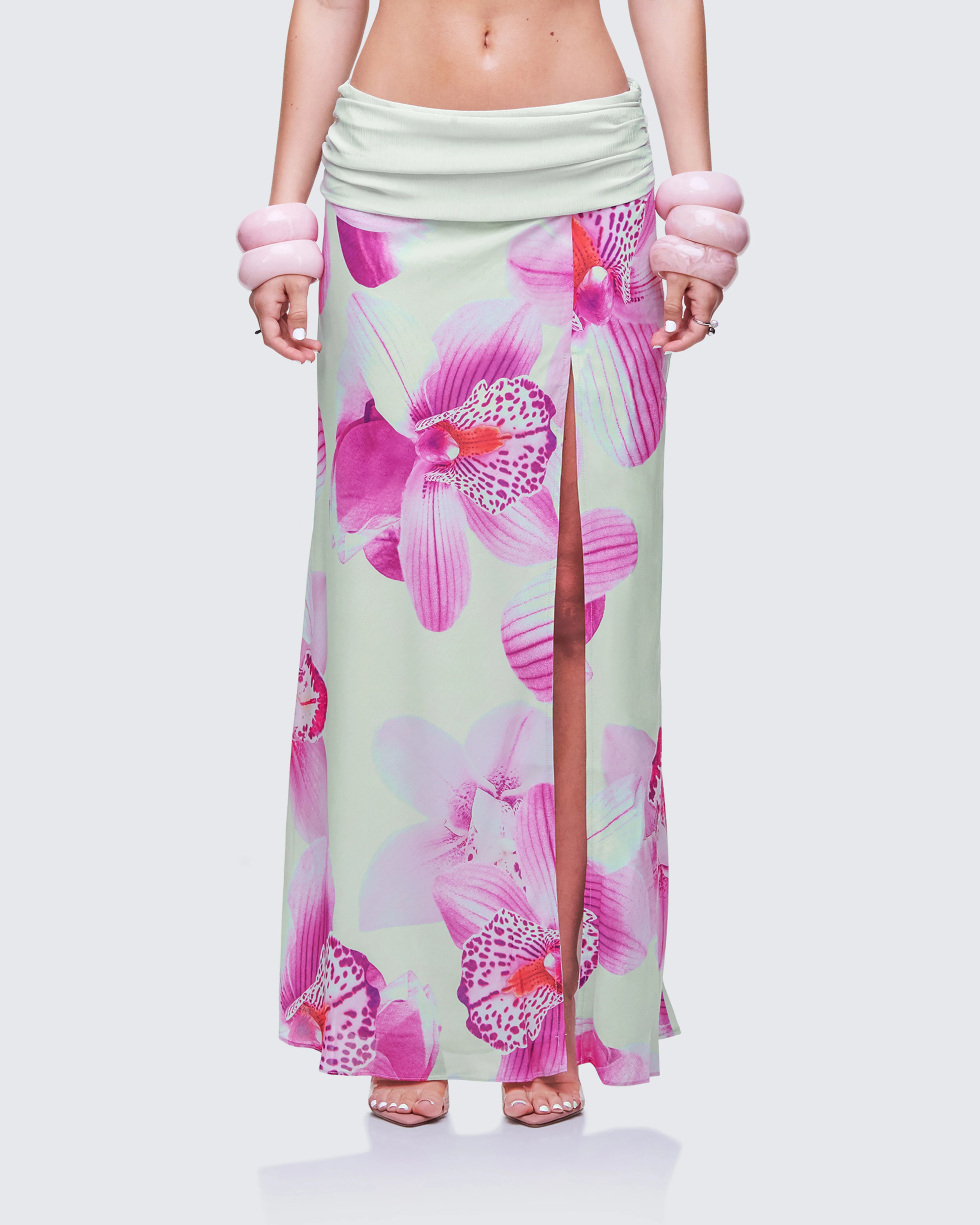 Alexis Printed Green Maxi Skirt - Image 2
