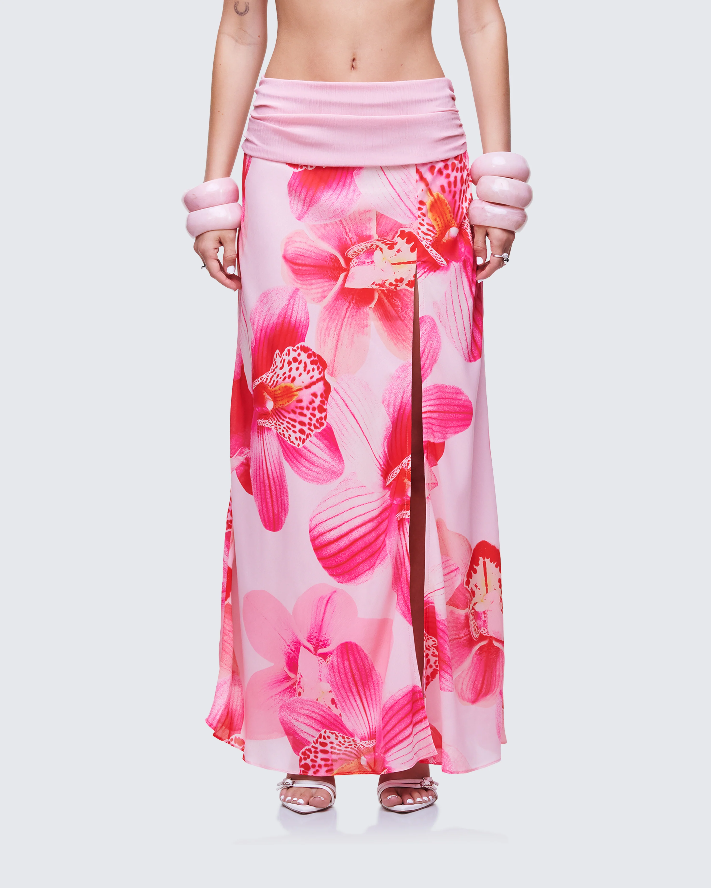 Alexis Printed Pink Maxi Skirt - Image 2