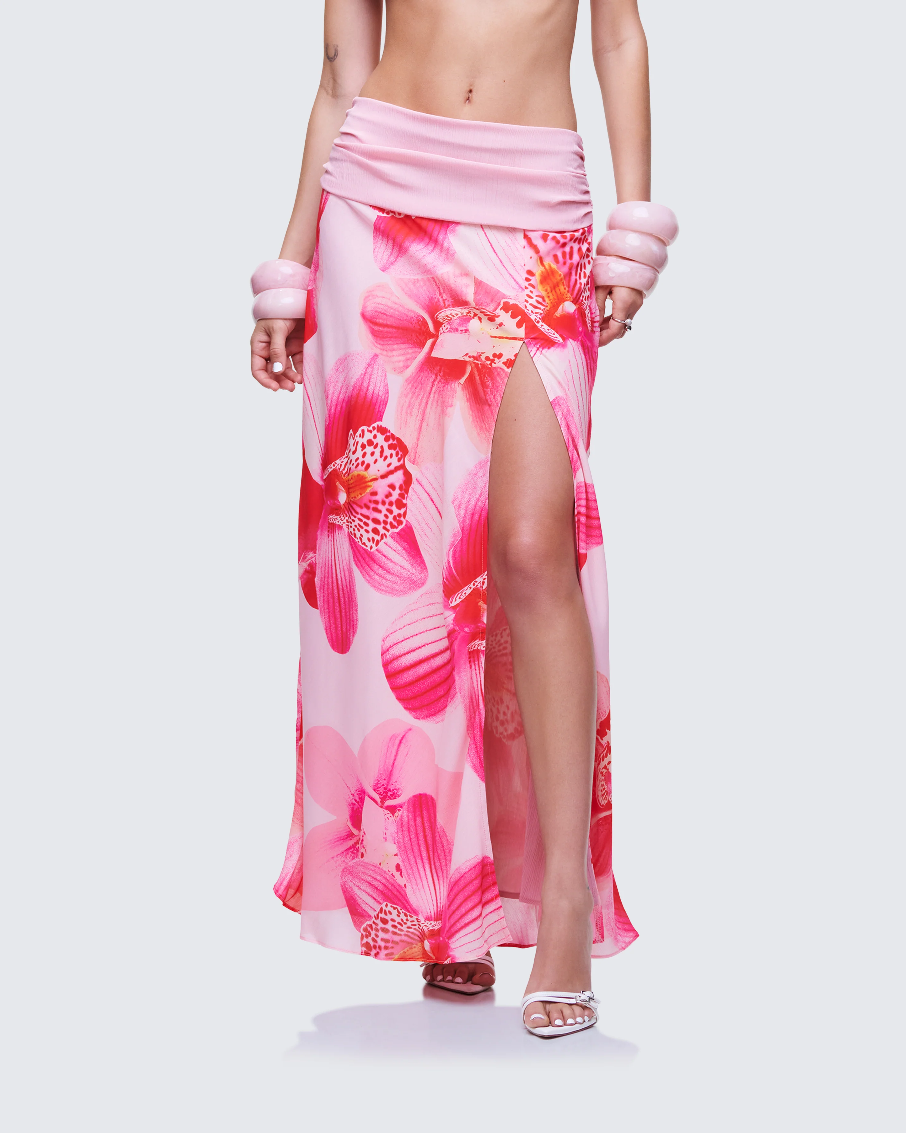Alexis Printed Pink Maxi Skirt - Image 3