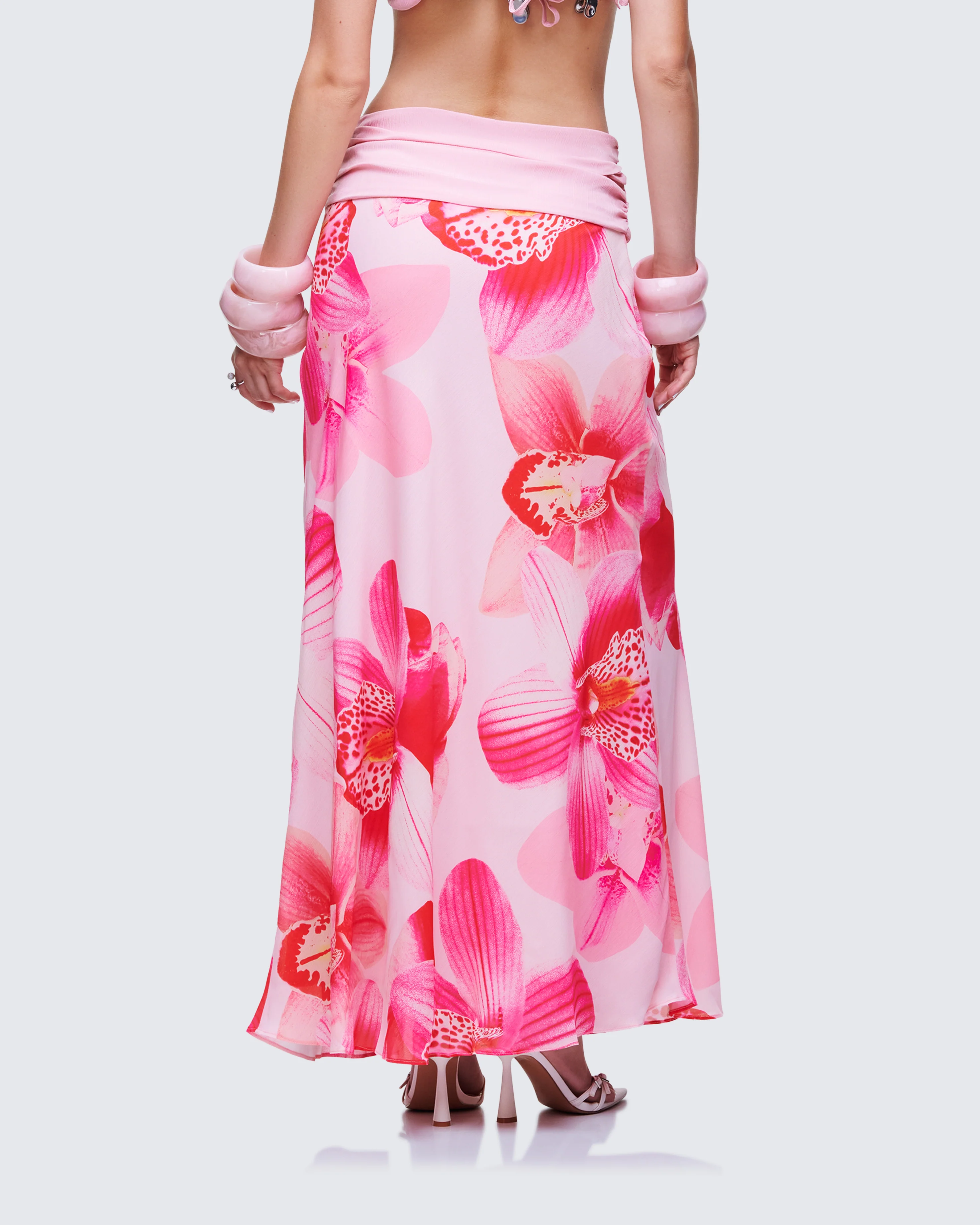 Alexis Printed Pink Maxi Skirt - Image 4