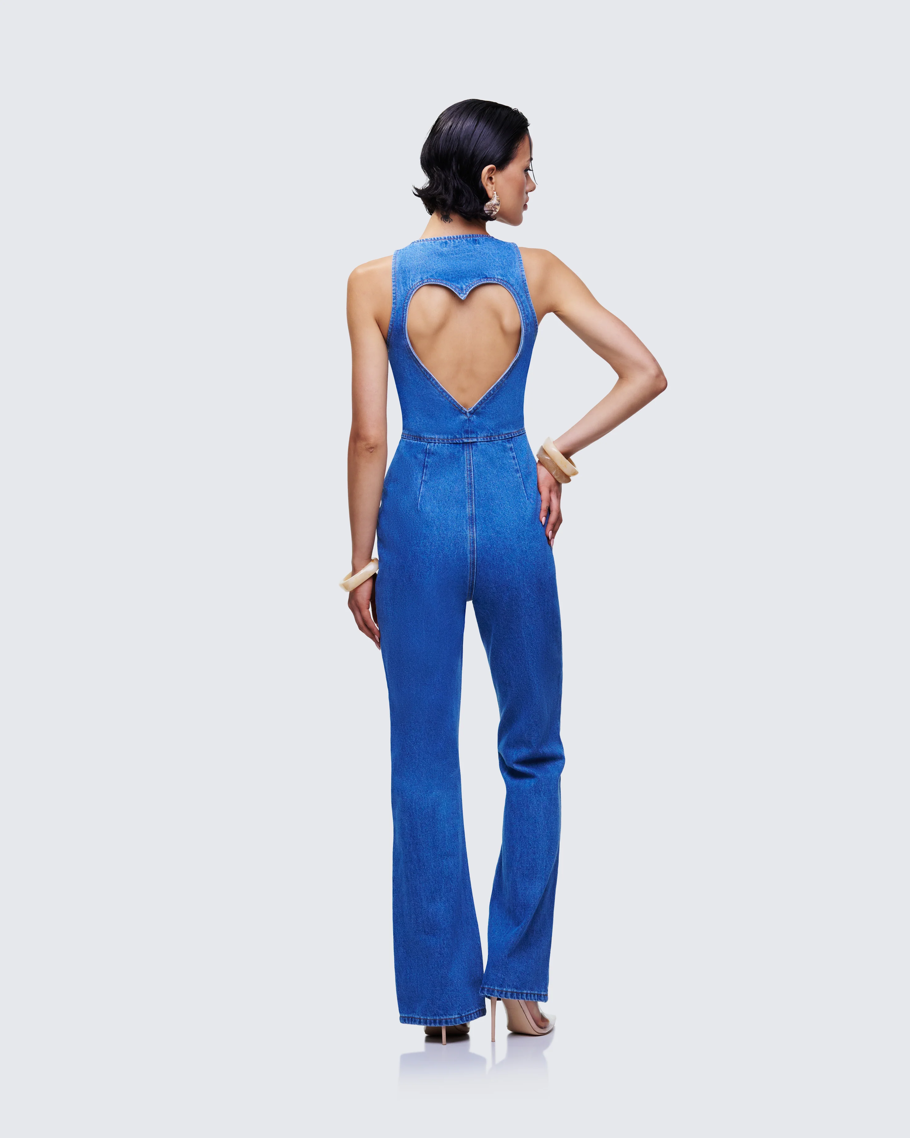 Ali Blue Denim Heart Cut Jumpsuit - Image 5
