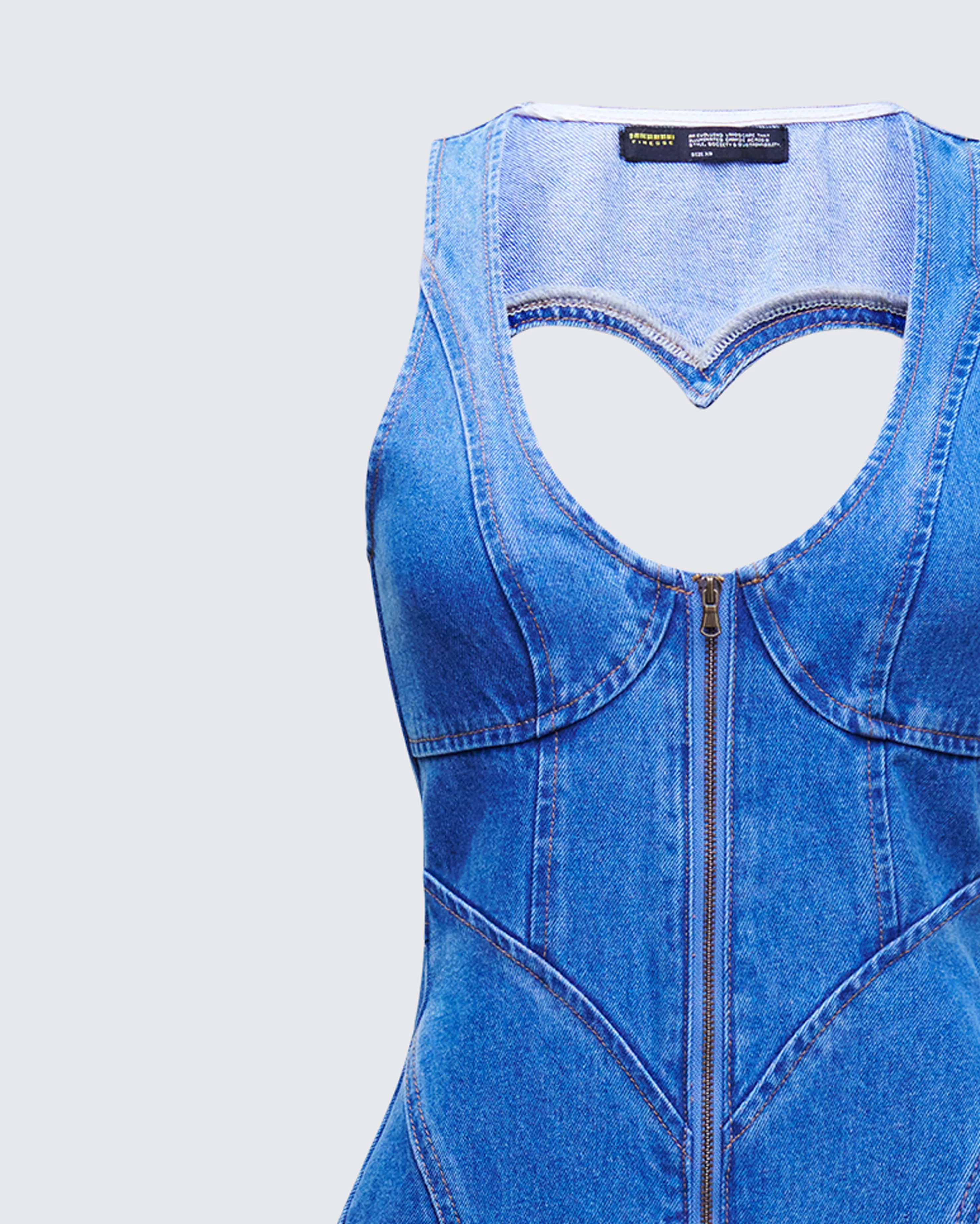 Ali Blue Denim Heart Cut Jumpsuit - Image 6