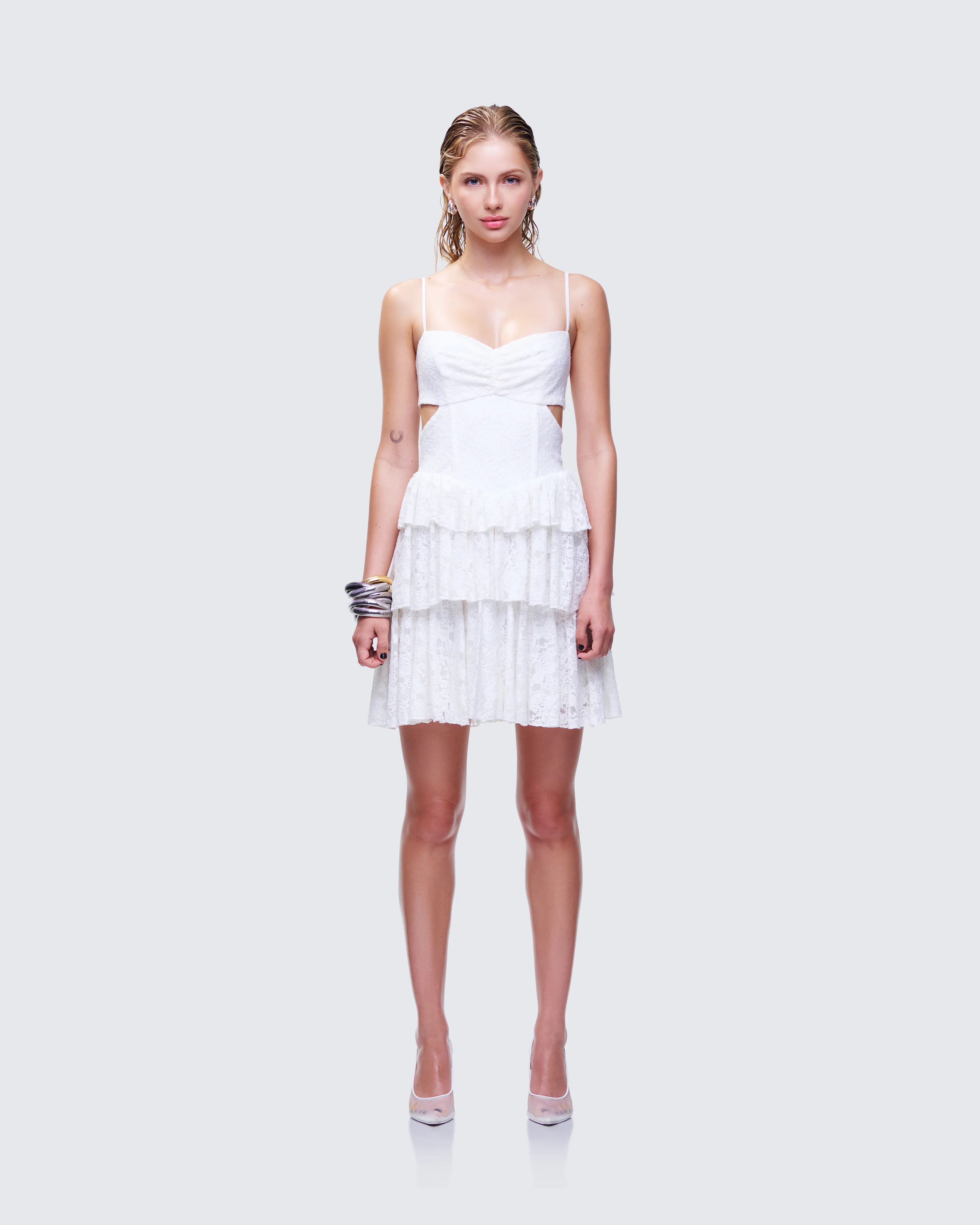 Alicia White Lace Mini Dress - Image 4