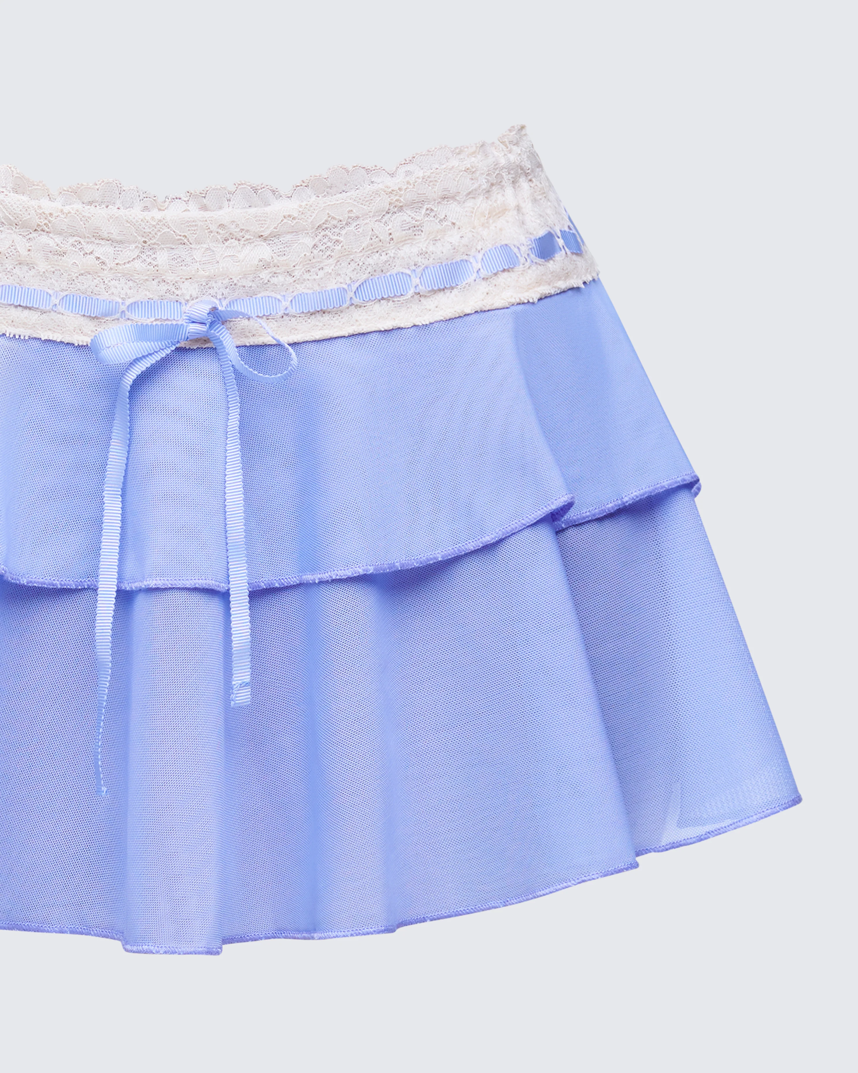 Alize Purple Mesh Lace Waist Mini Skirt - Image 6