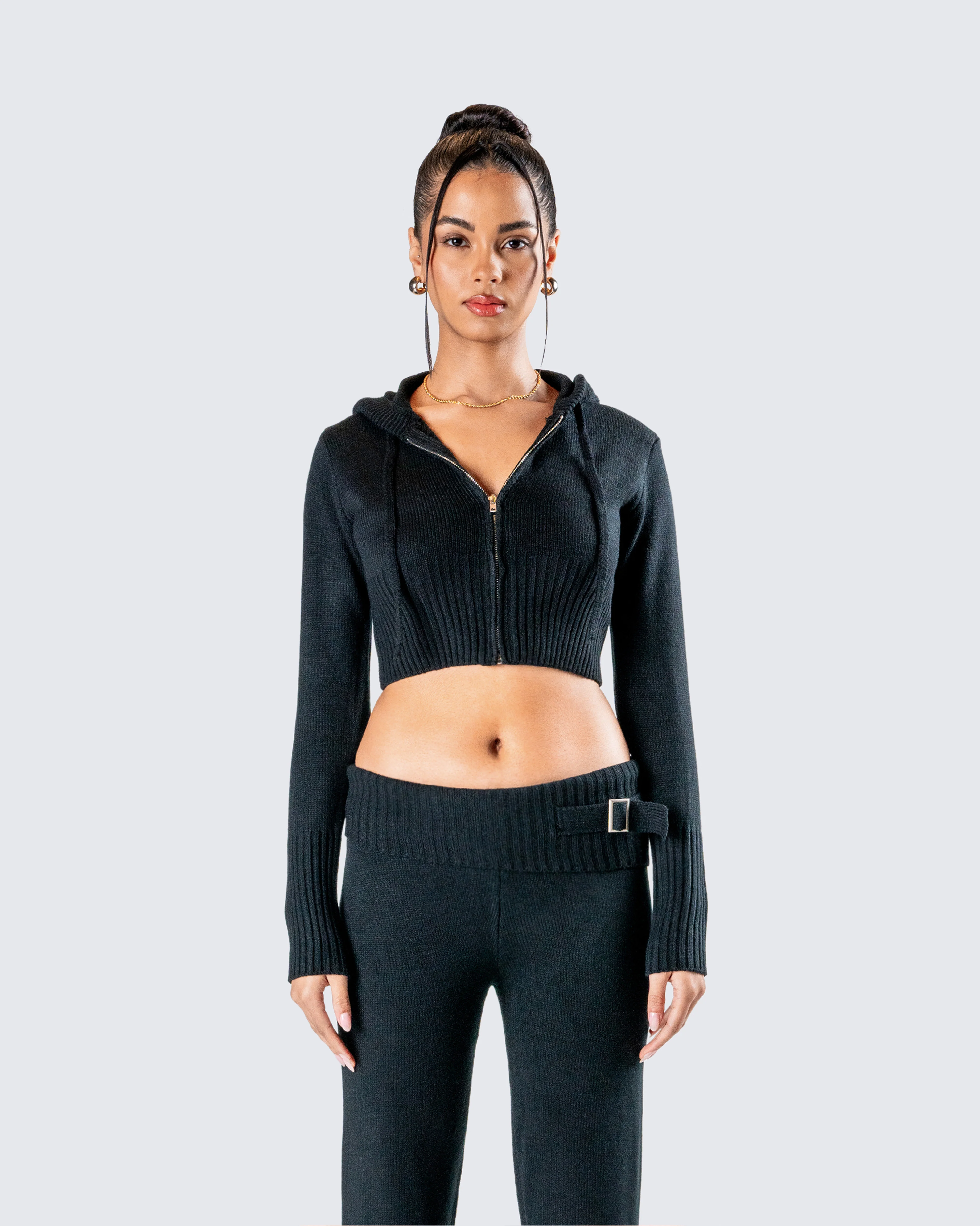 Alyssa Black Knit Cropped Jacket - Image 4