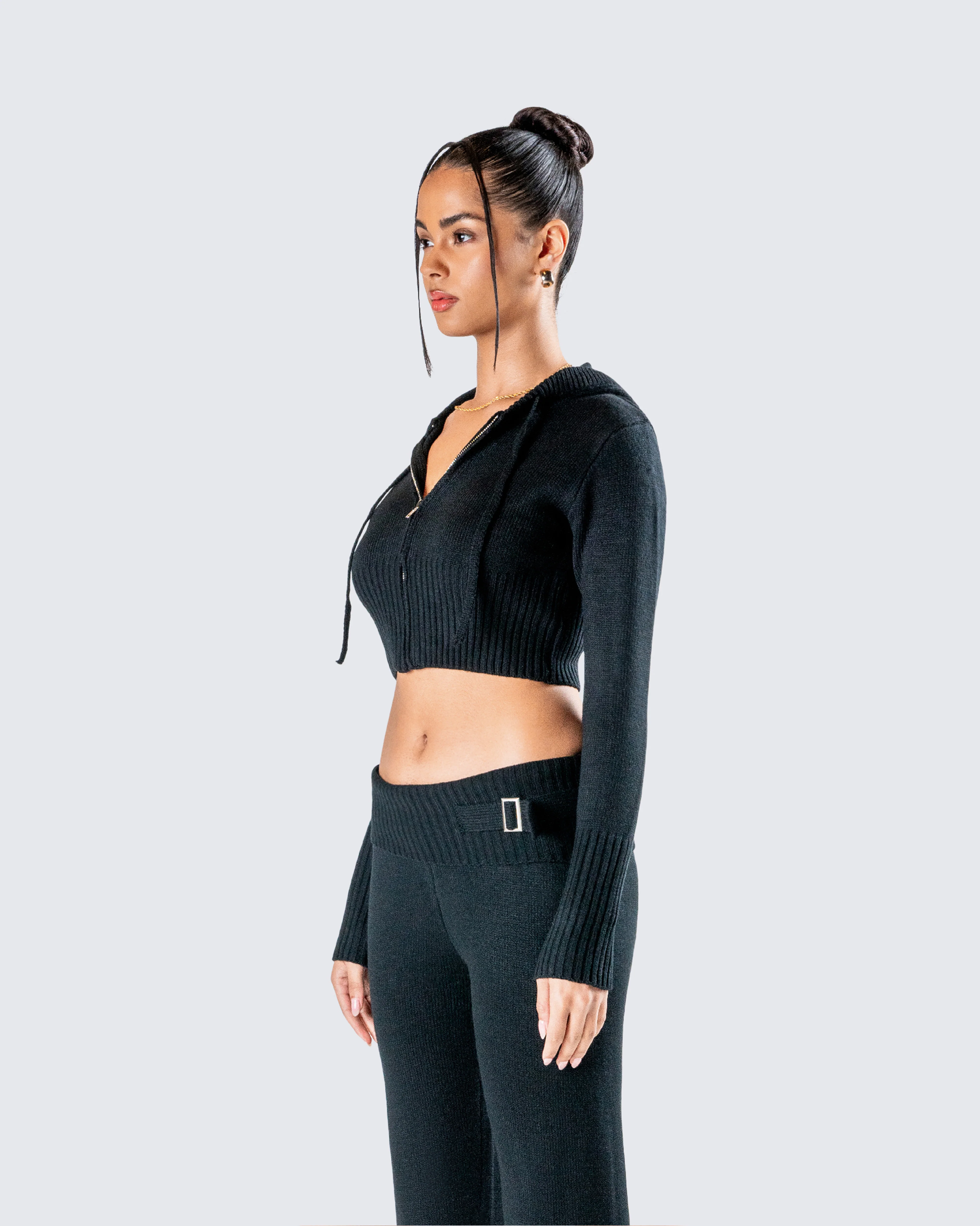 Alyssa Black Knit Cropped Jacket - Image 5