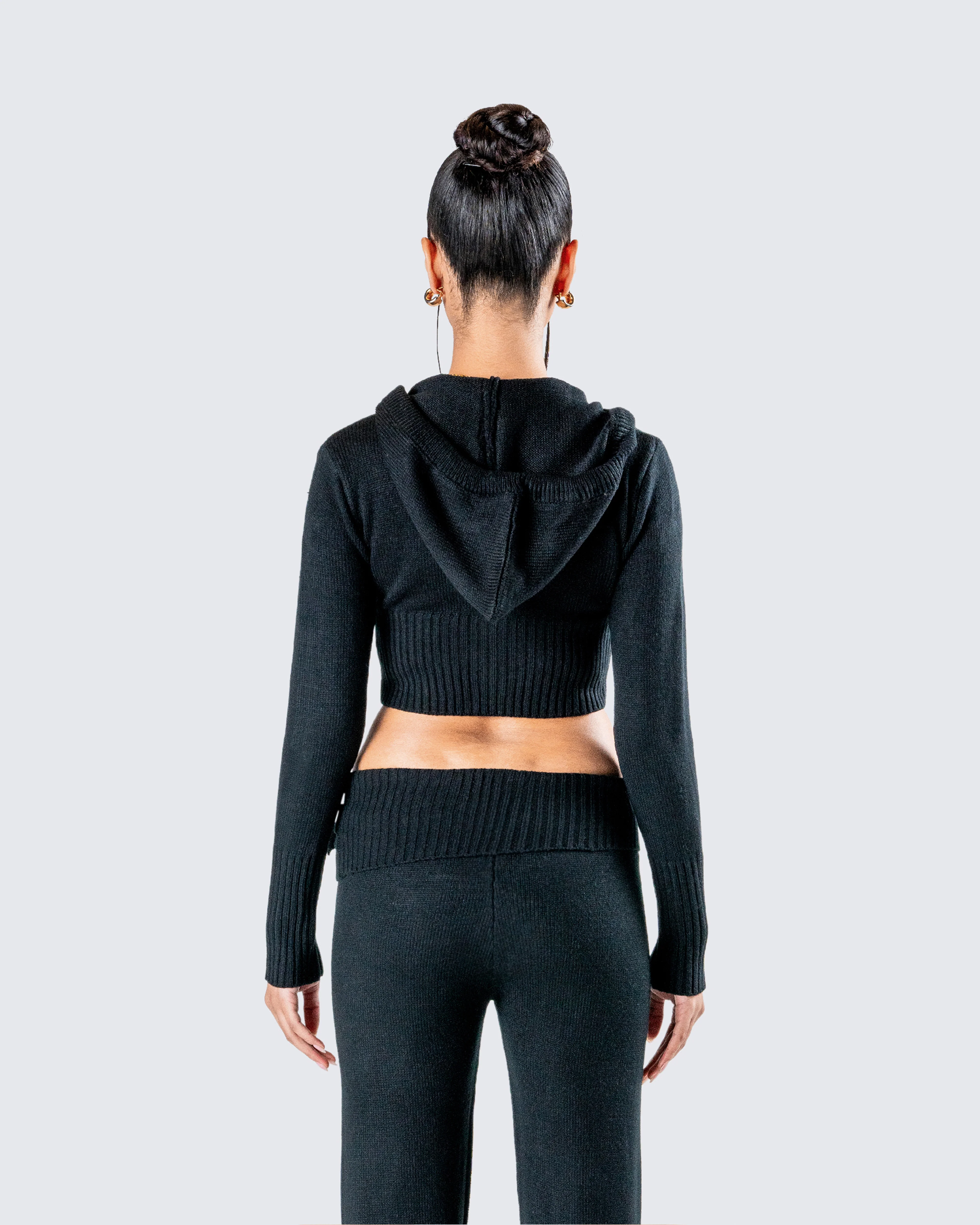 Alyssa Black Knit Cropped Jacket - Image 7