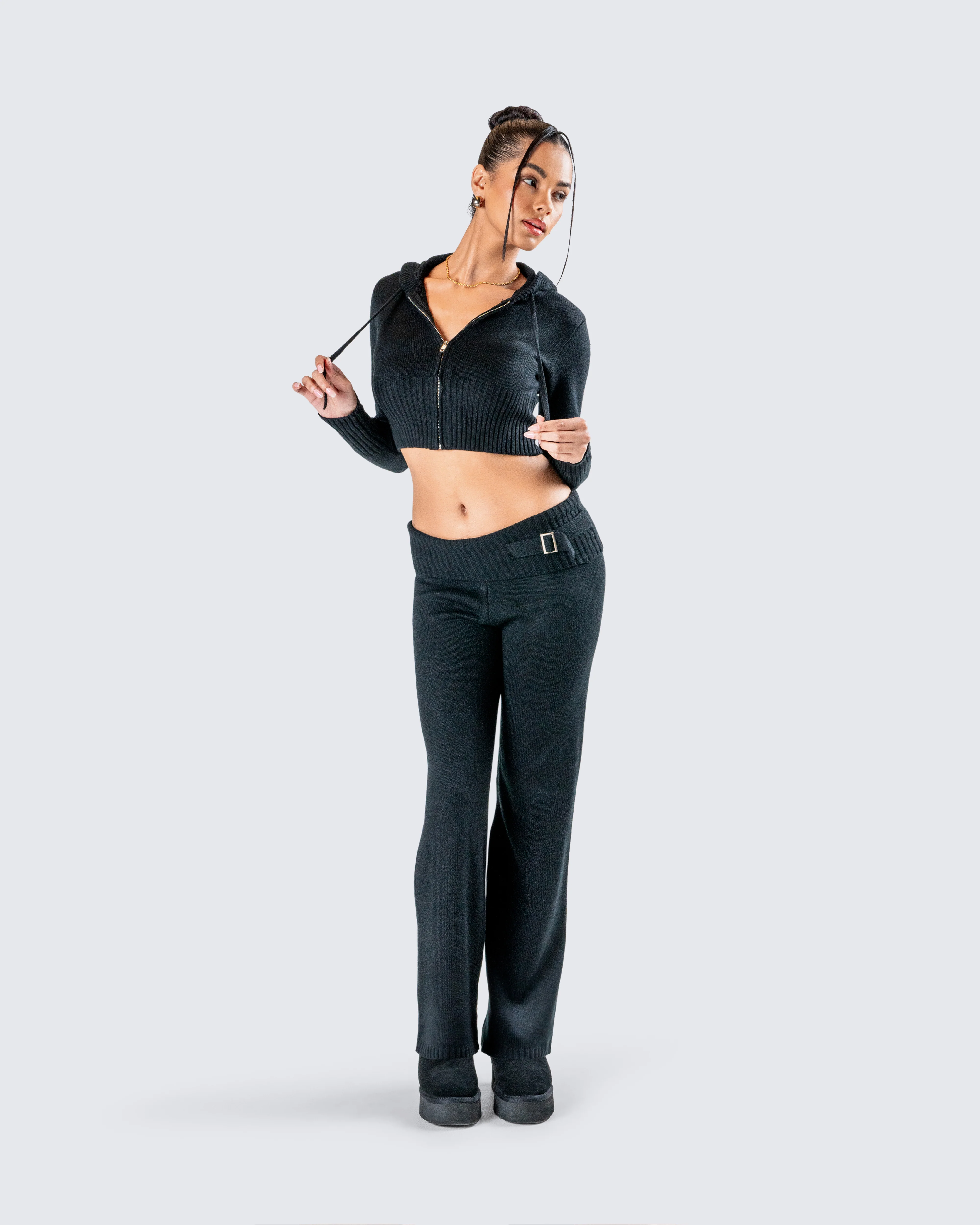 Alyssa Black Knit Cropped Jacket - Image 9