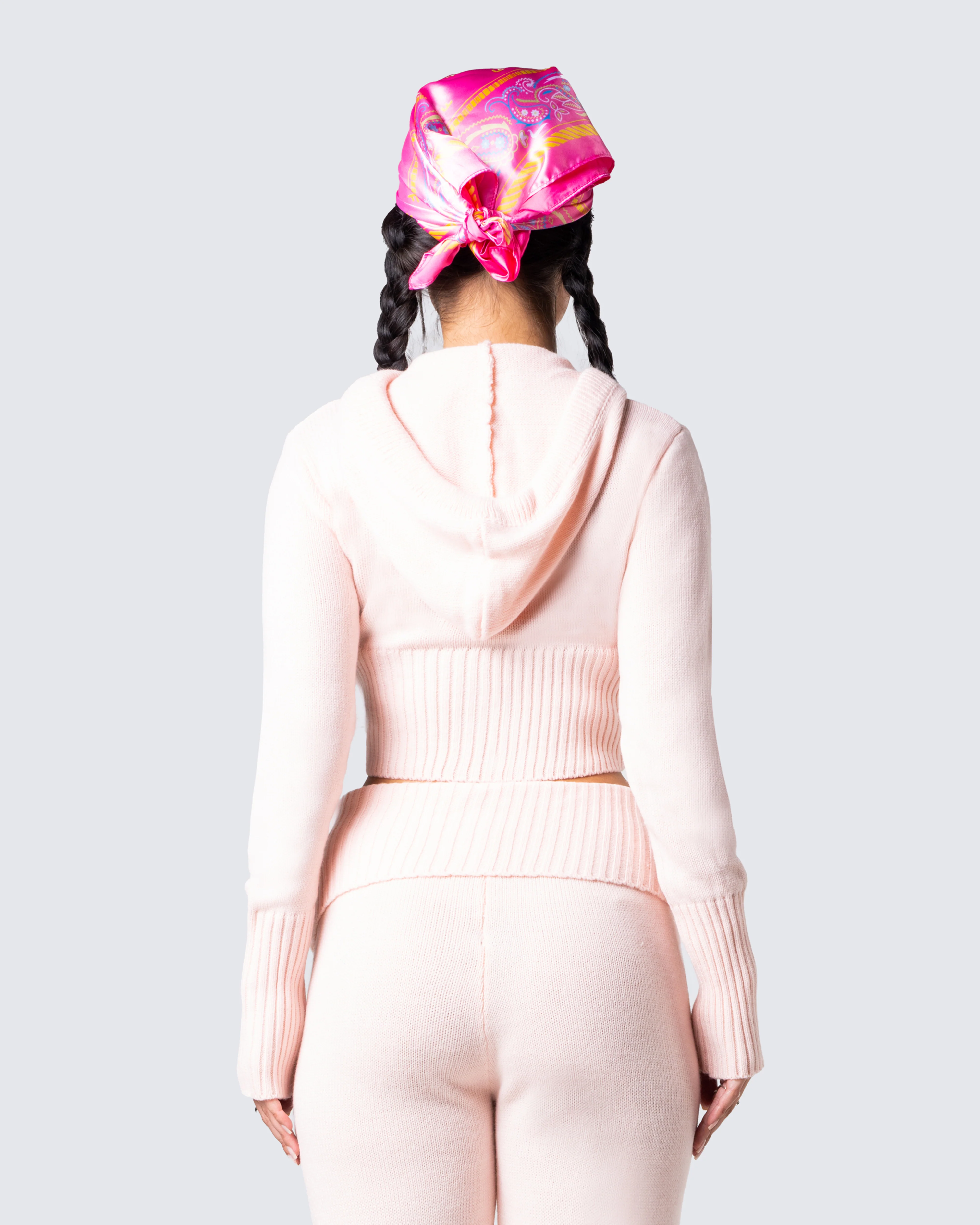 Alyssa Pink Knit Cropped Jacket - Image 6