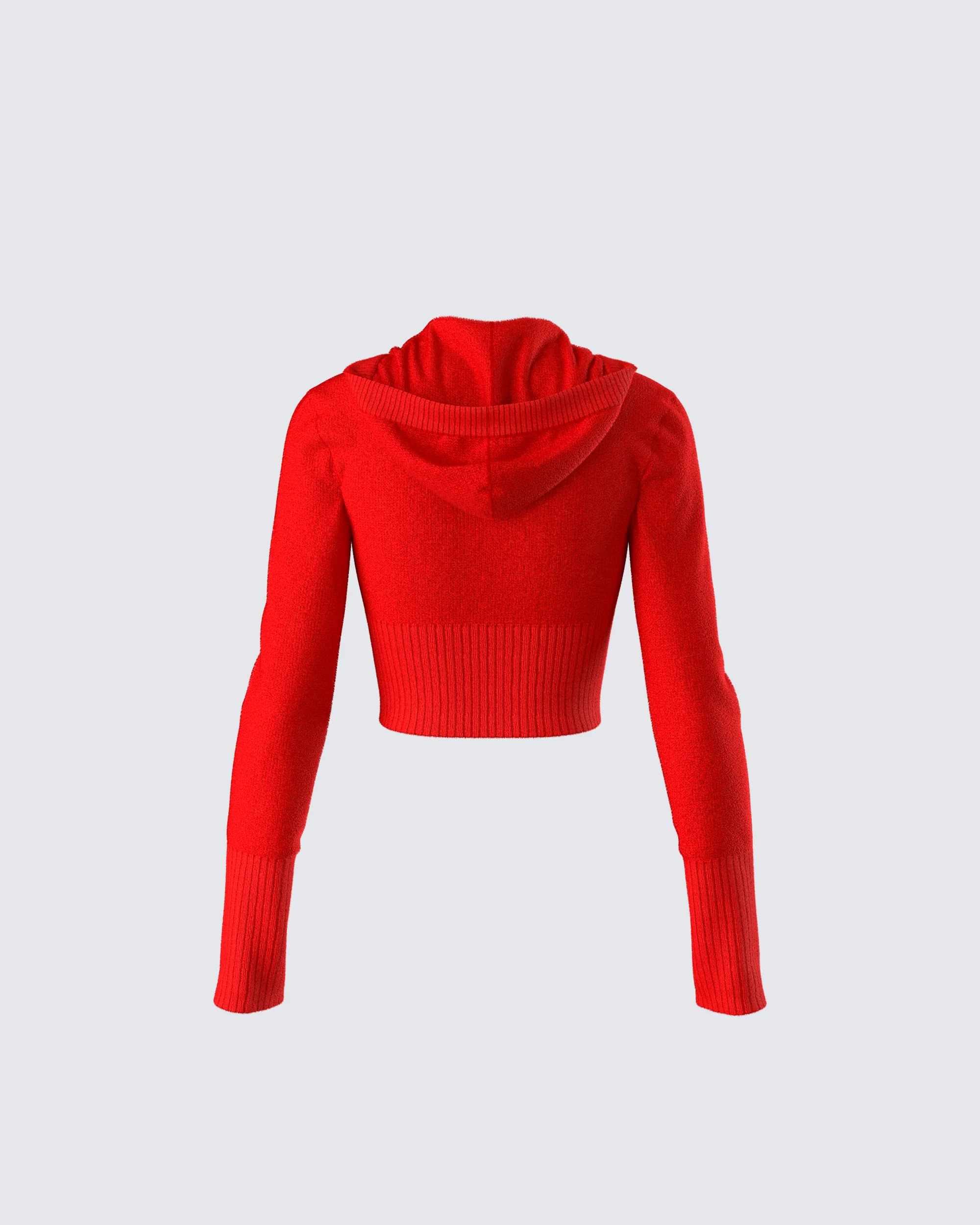 Alyssa Red Knit Cropped Jacket - Image 3