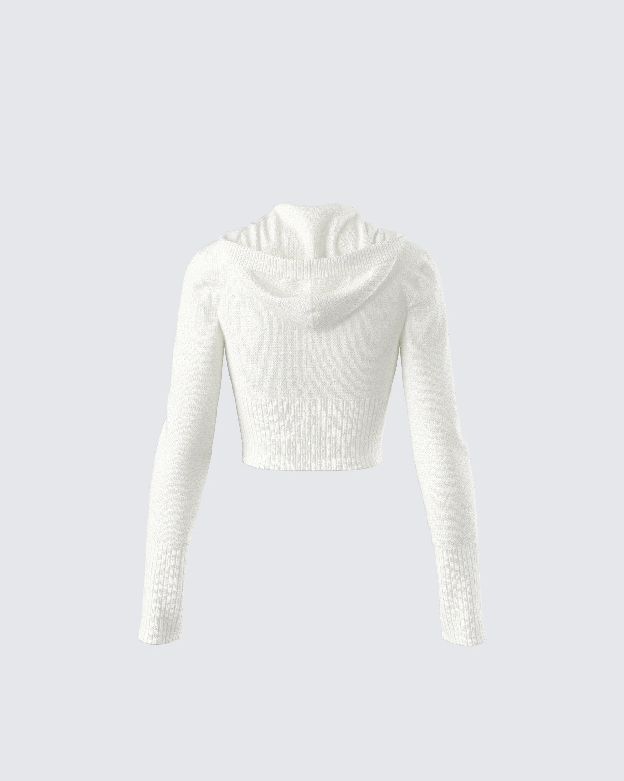 Alyssa White Knit Cropped Jacket - Image 3