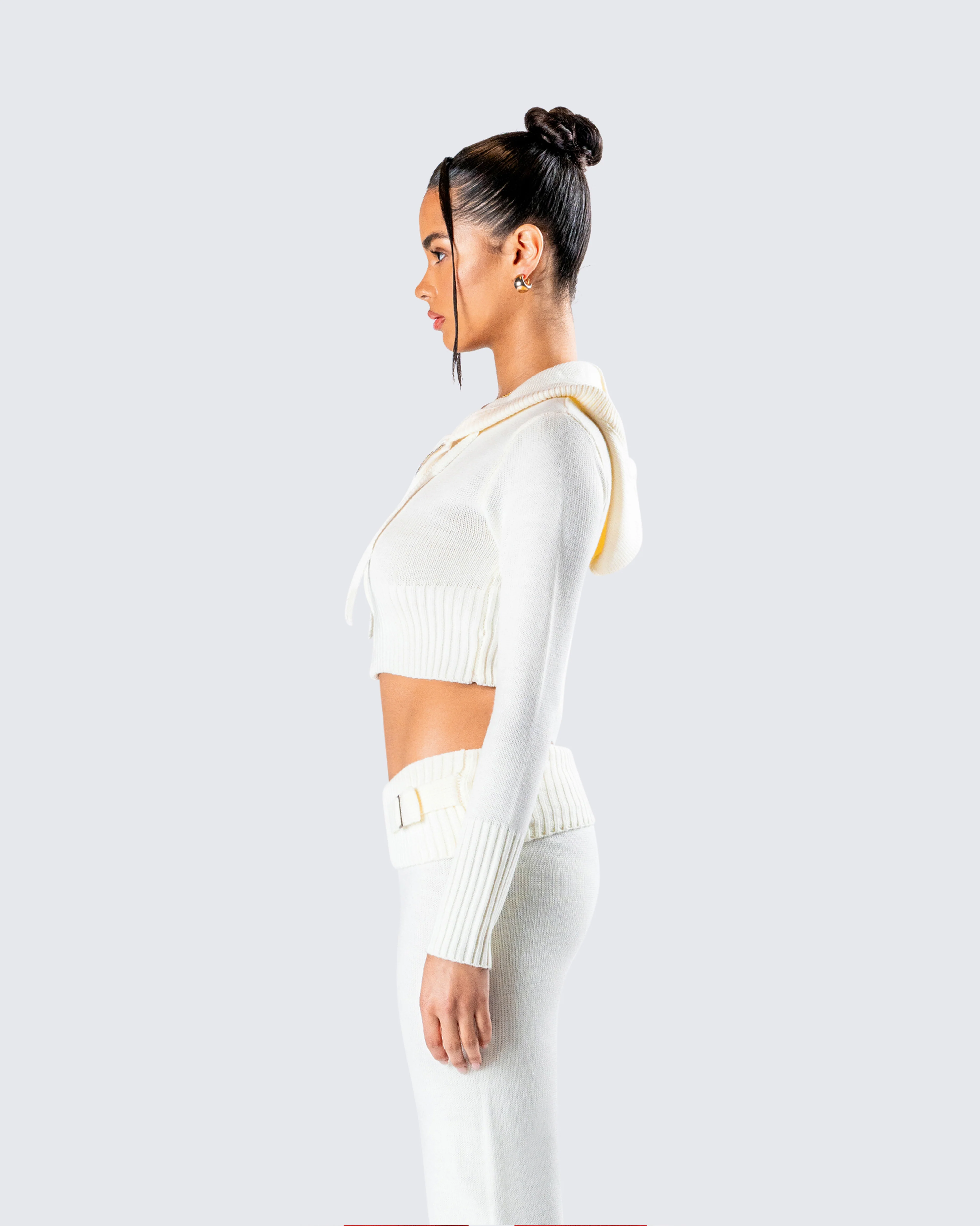 Alyssa White Knit Cropped Jacket - Image 6