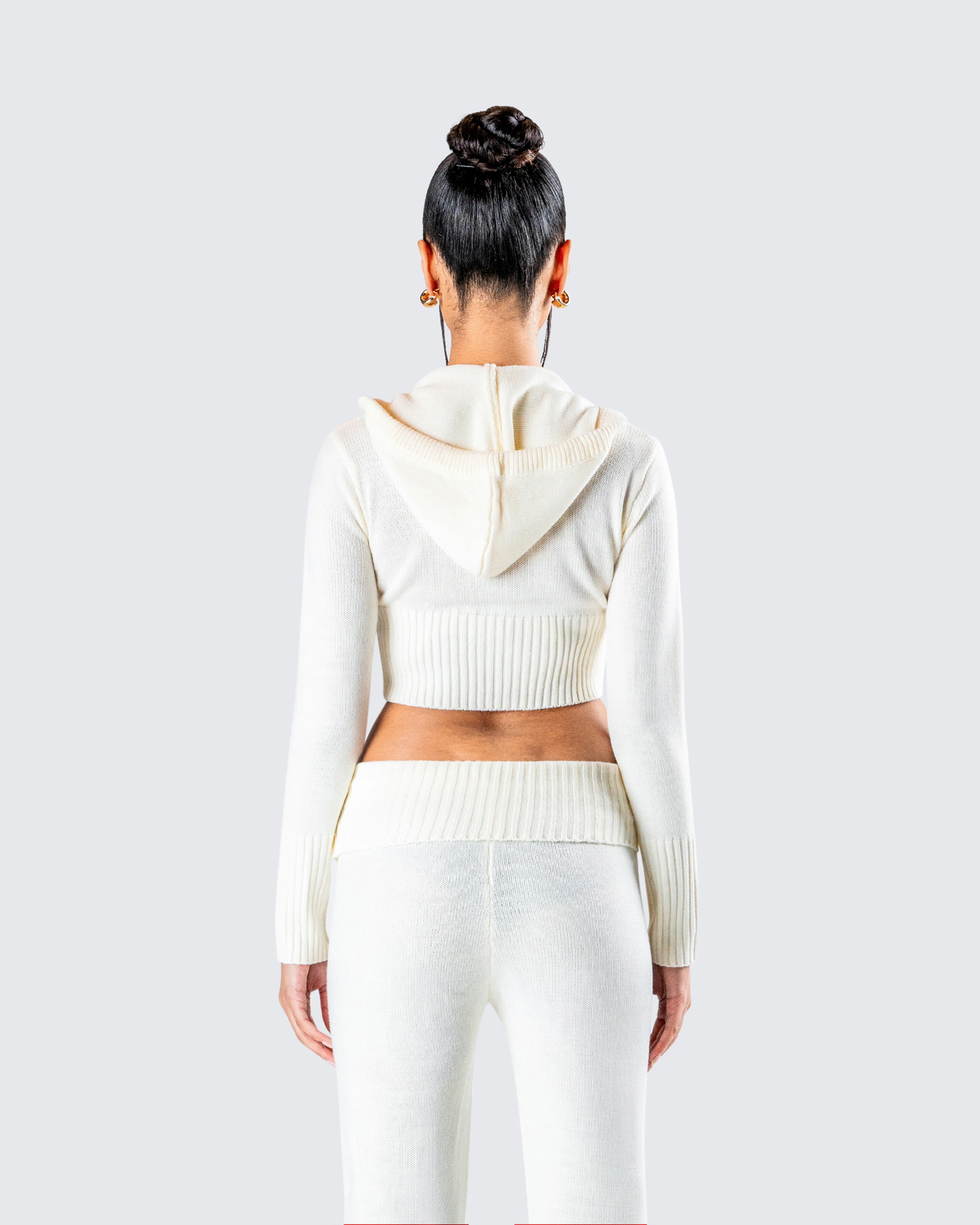 Alyssa White Knit Cropped Jacket - Image 7