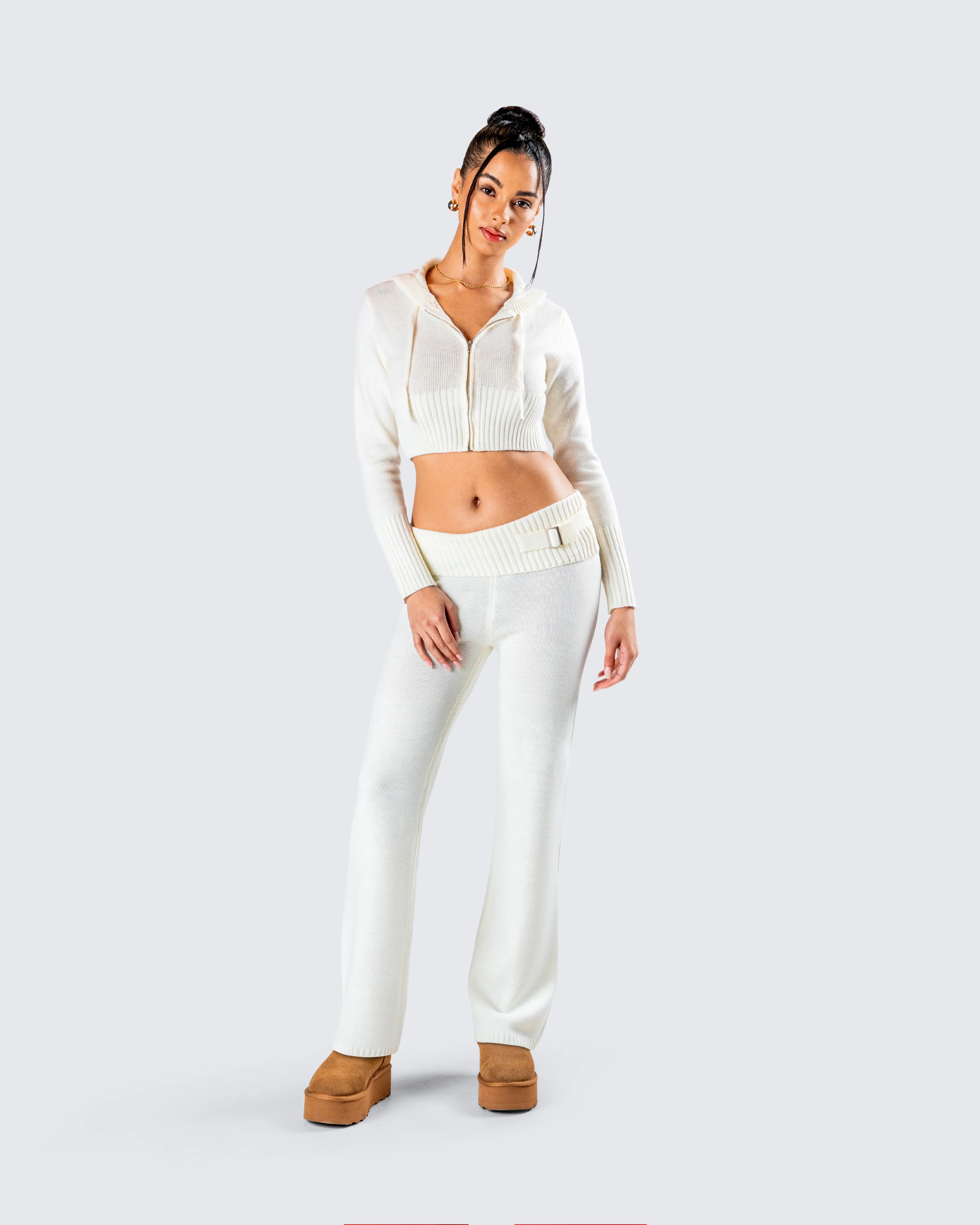 Alyssa White Knit Cropped Jacket - Image 9
