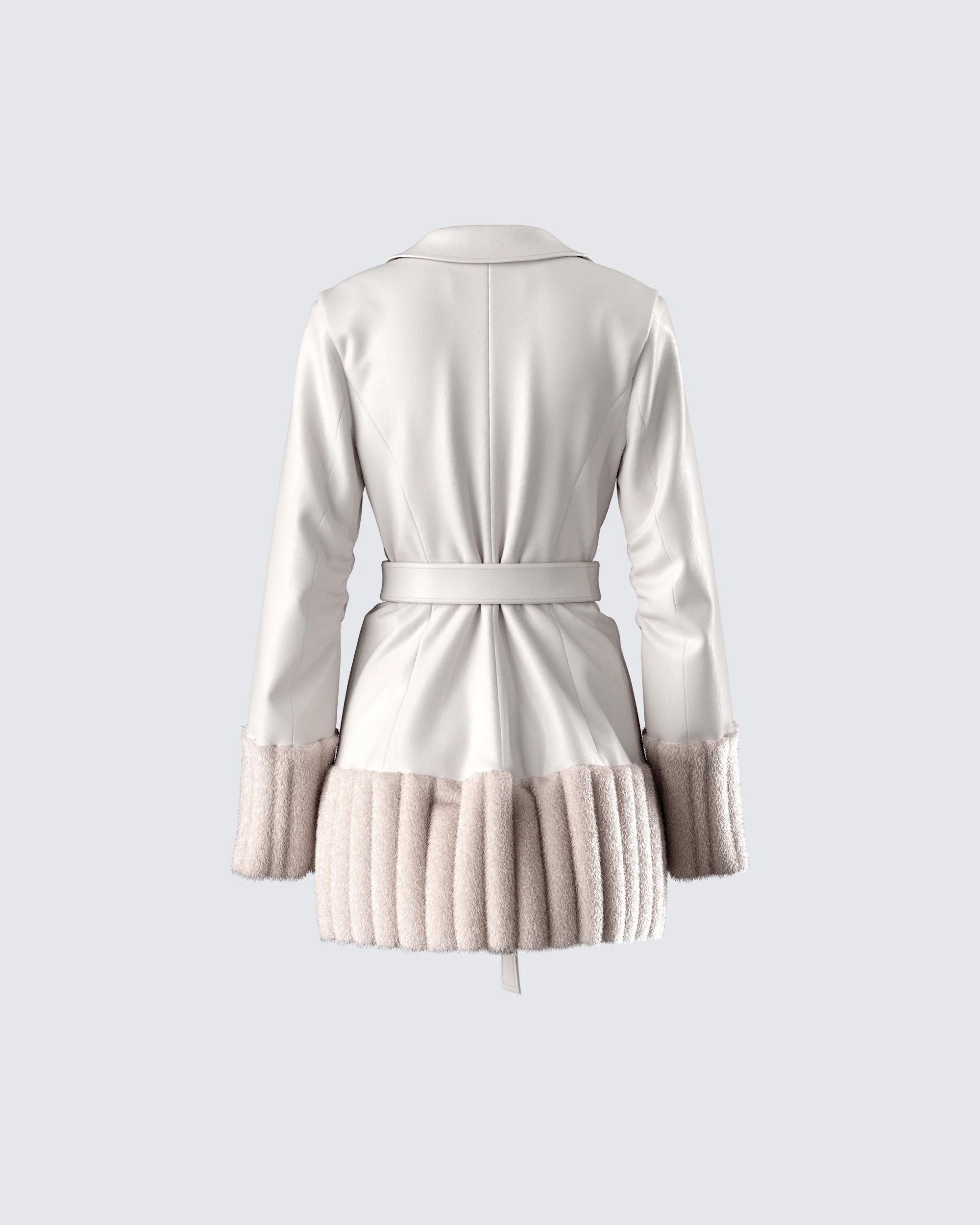 Amadee Ivory Vegan Leather Coat - Image 3