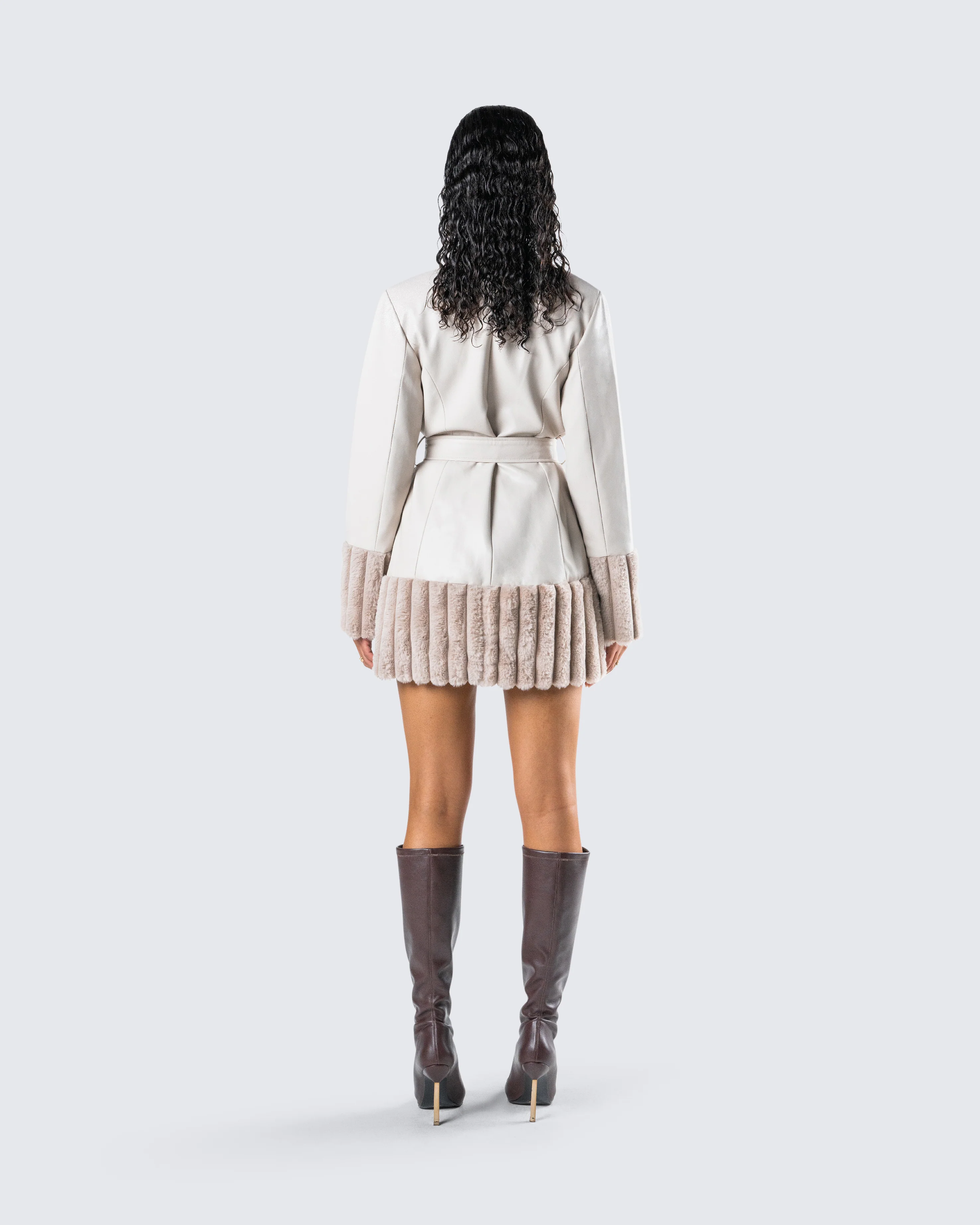 Amadee Ivory Vegan Leather Coat - Image 7