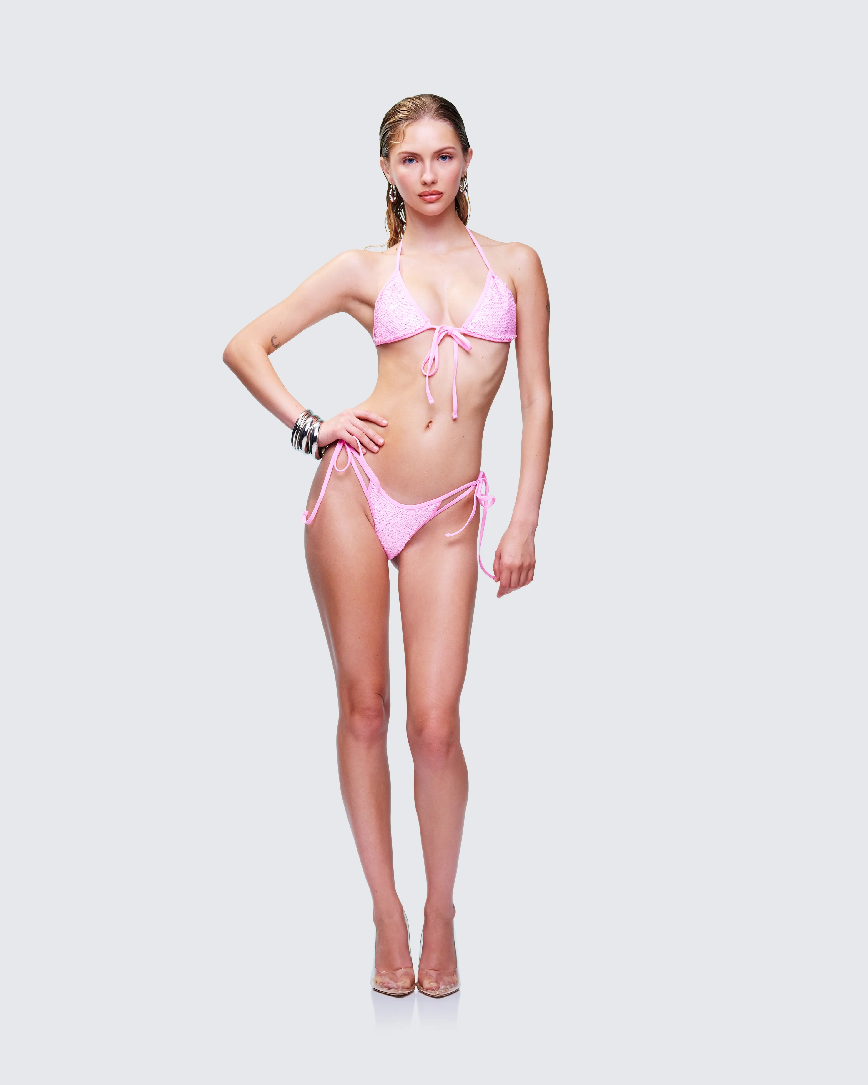 Amal Pink Sequin Bikini Top - Image 5