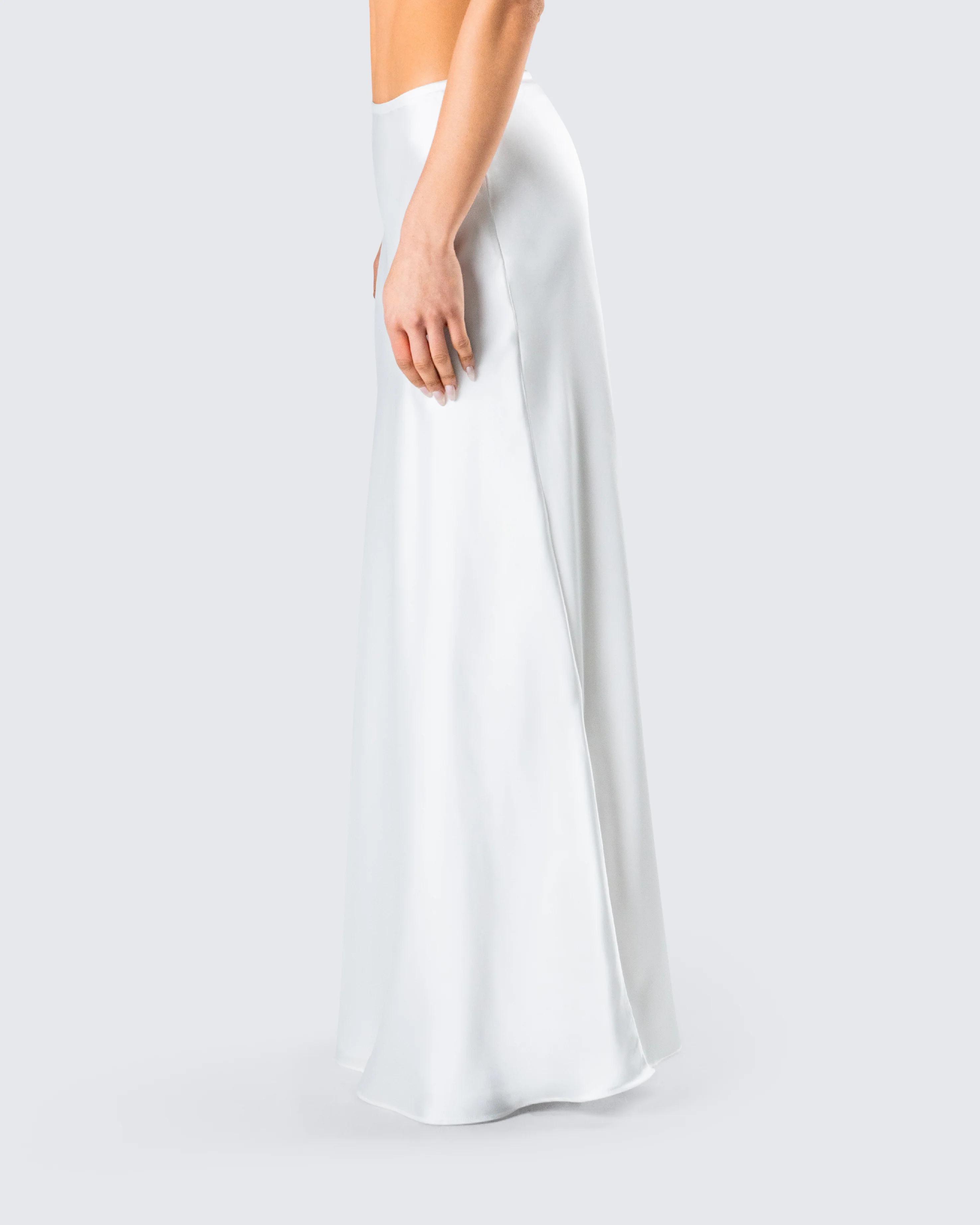 Amalie White Satin Maxi Skirt - Image 4