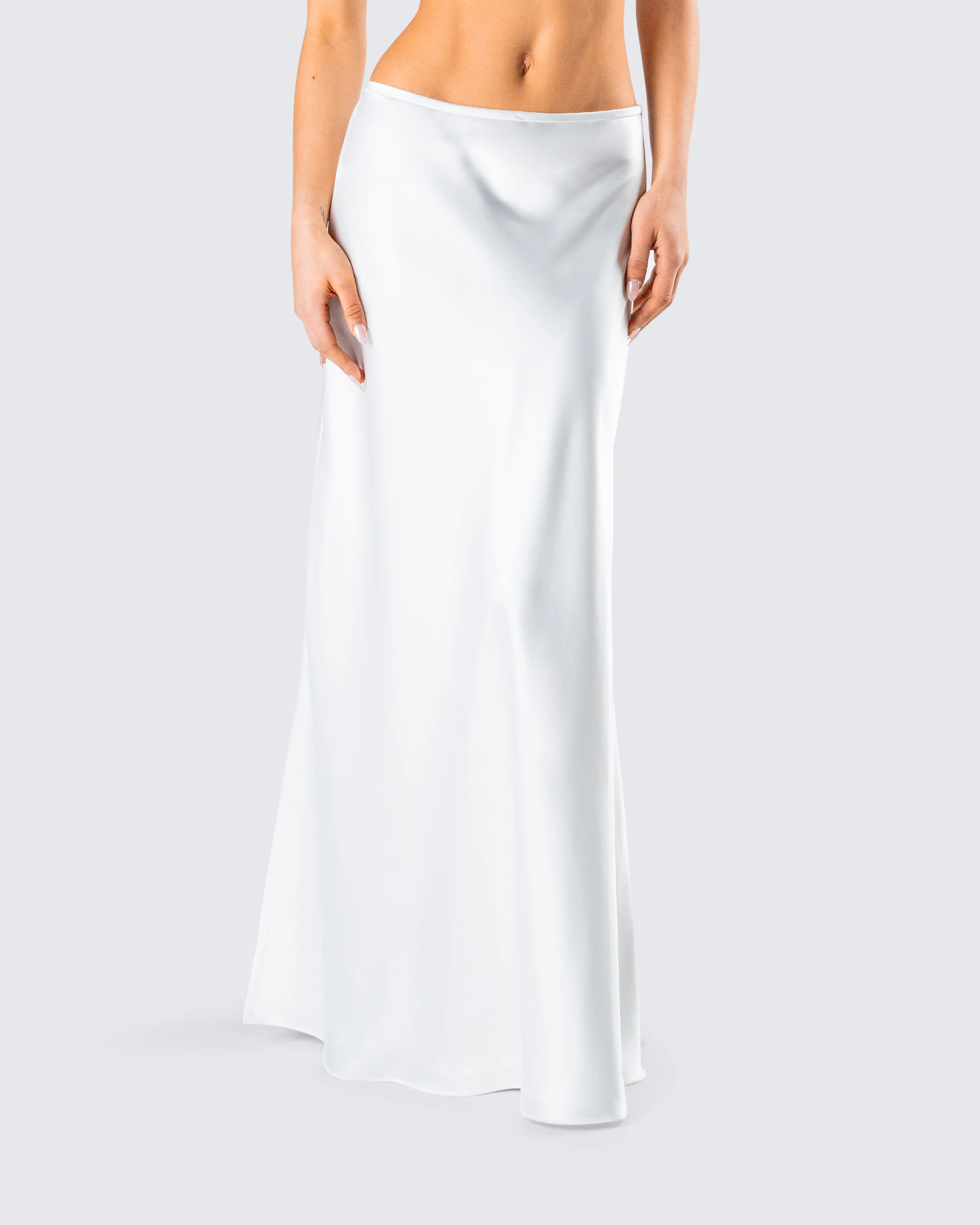 Amalie White Satin Maxi Skirt - Image 6