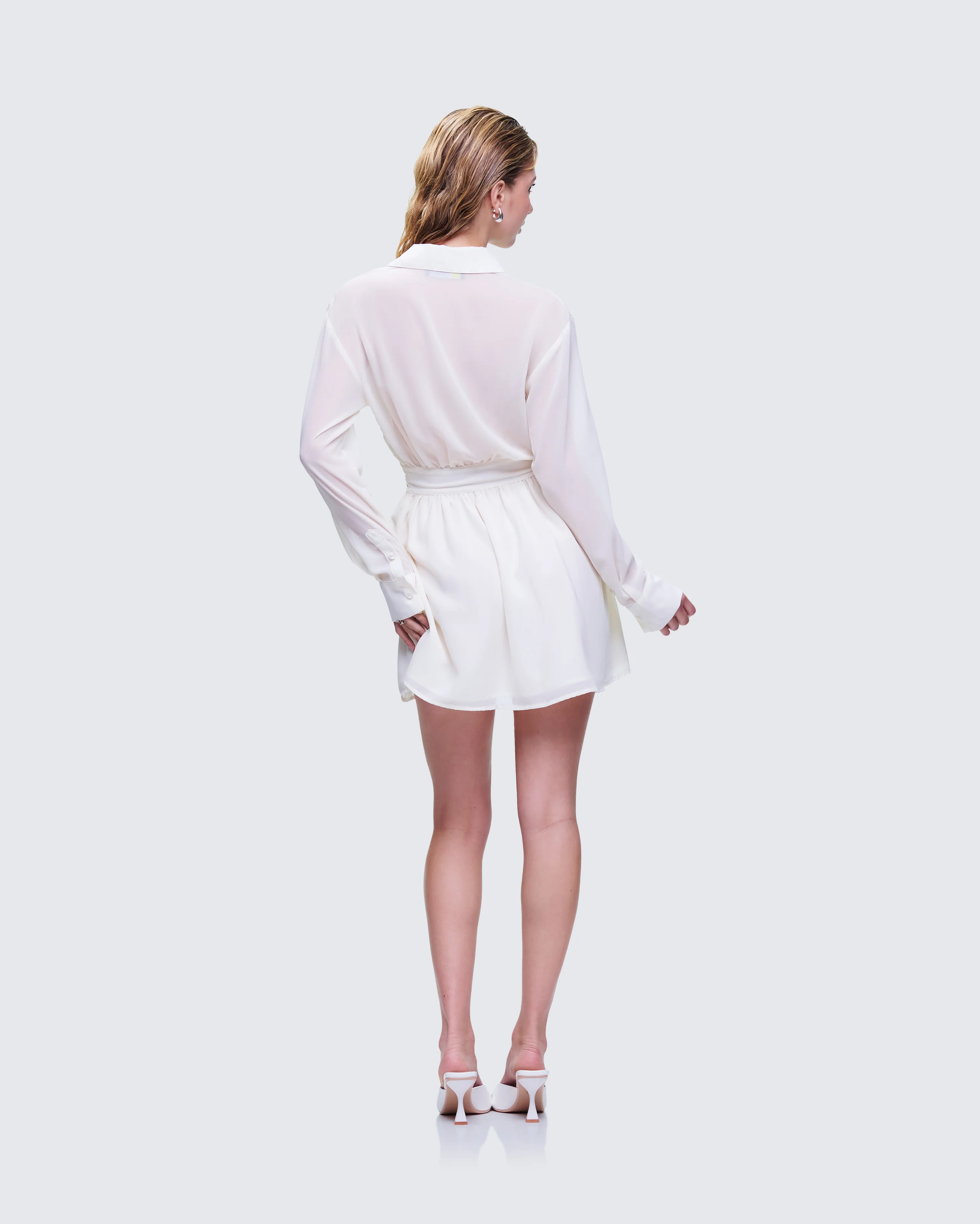 Amara Ivory Mini Shirt Dress - Image 5