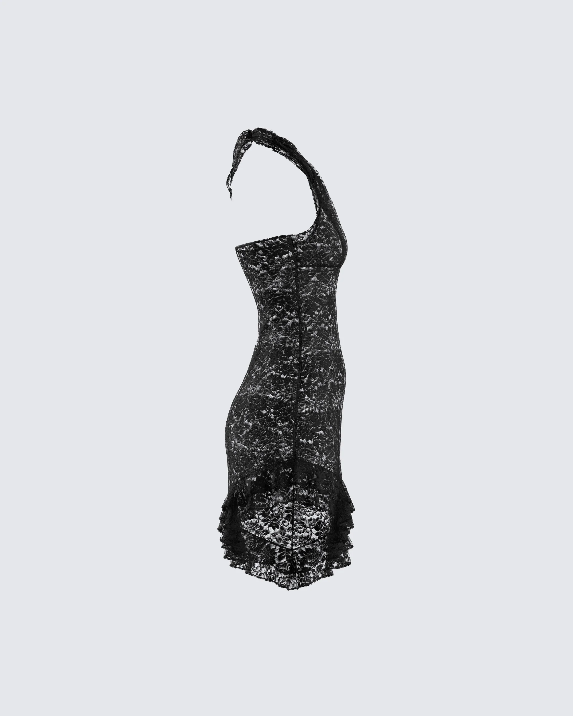 Ambra Black Lace Halter Dress - Image 2